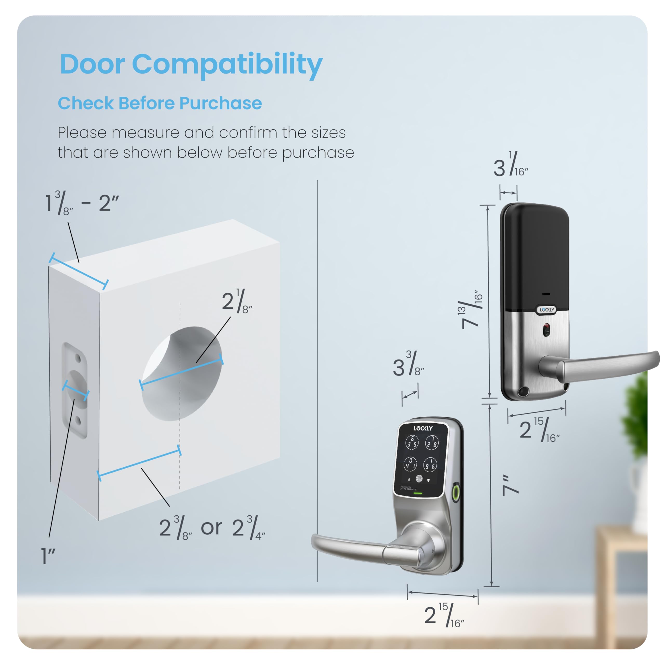 Secure Pro Smart Lock Wi-Fi, cerradura de puerta con teclado digital de entrada sin llave, sensor de huellas dactilares biométrico 3D con asa, control de voz y bloqueo automático, edición con 9