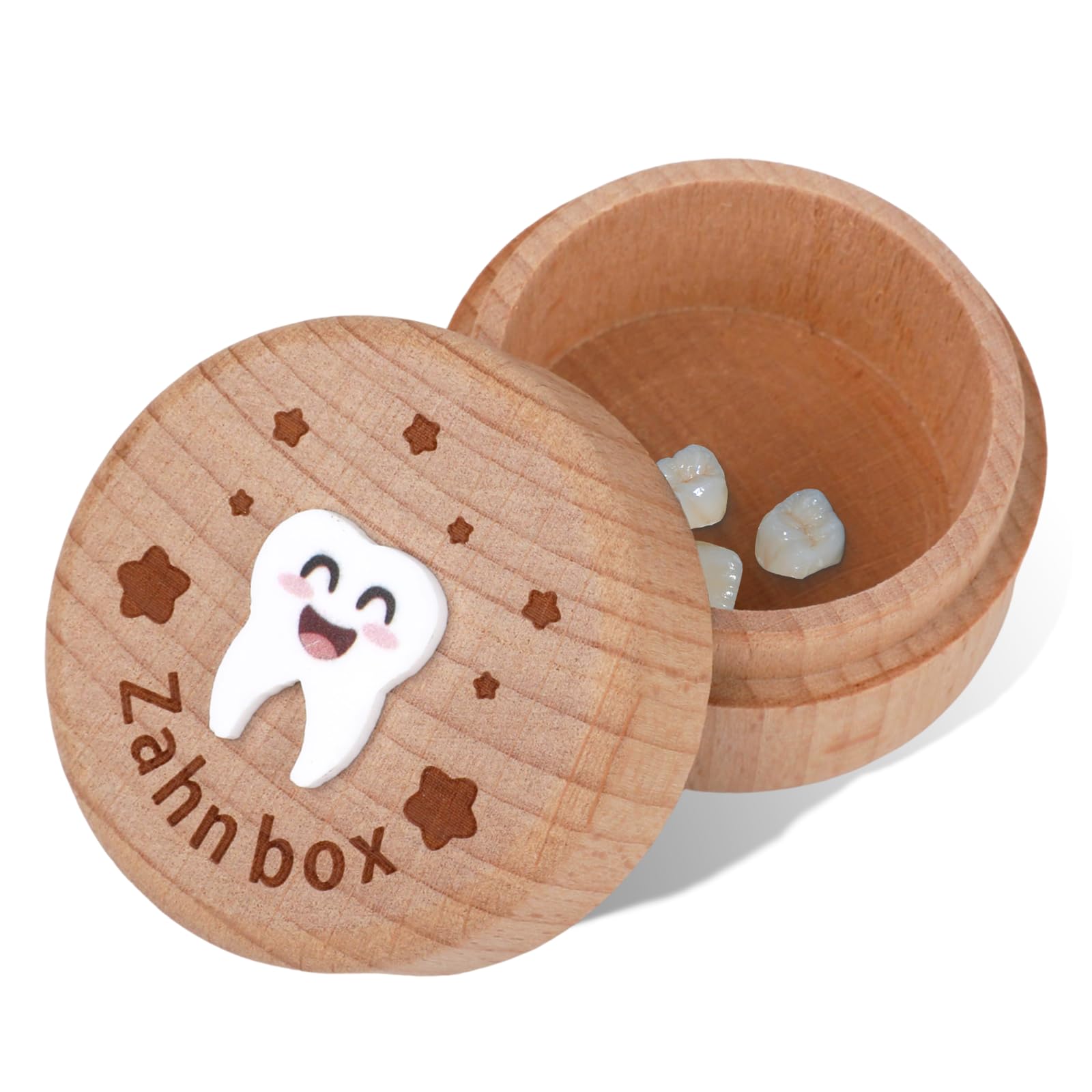 Qiimenguer Zahndose Milchzähne Jungen, Gedruckt Cartoon Design Milchzahndose, Geeignet für Geburtstagsgeschenke für Jungen und Mädchen, Geschenke für Schwangere MütterMilchzahndose（1）