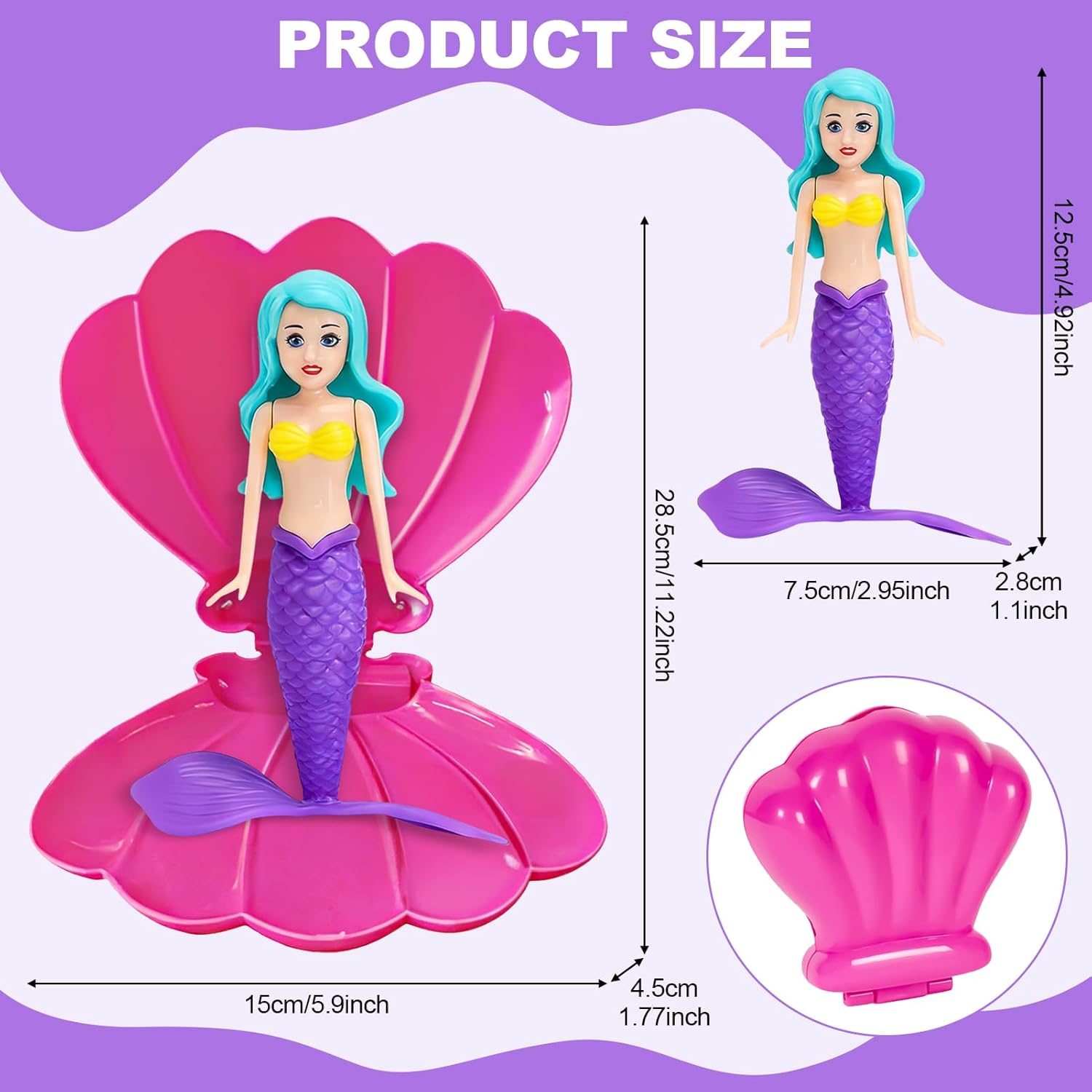 Mermaid Pool Toy Shell, Funny Swimming Toy, Diving Toy for Children, Summer Water Toy, Spider Princess Water Game, Floating Shell as a Gift (Purple)