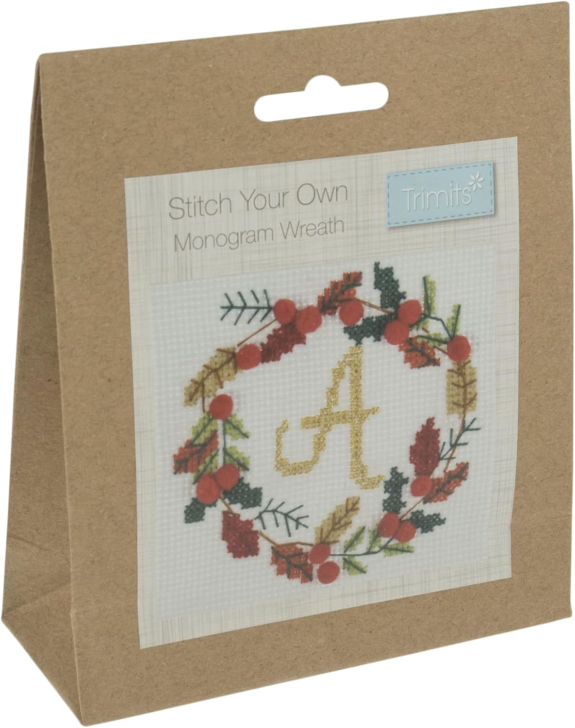 Trimits Mini Counted Cross Stitch Kits, 13 x 13cm (5 x 5in), Wreath Monogram