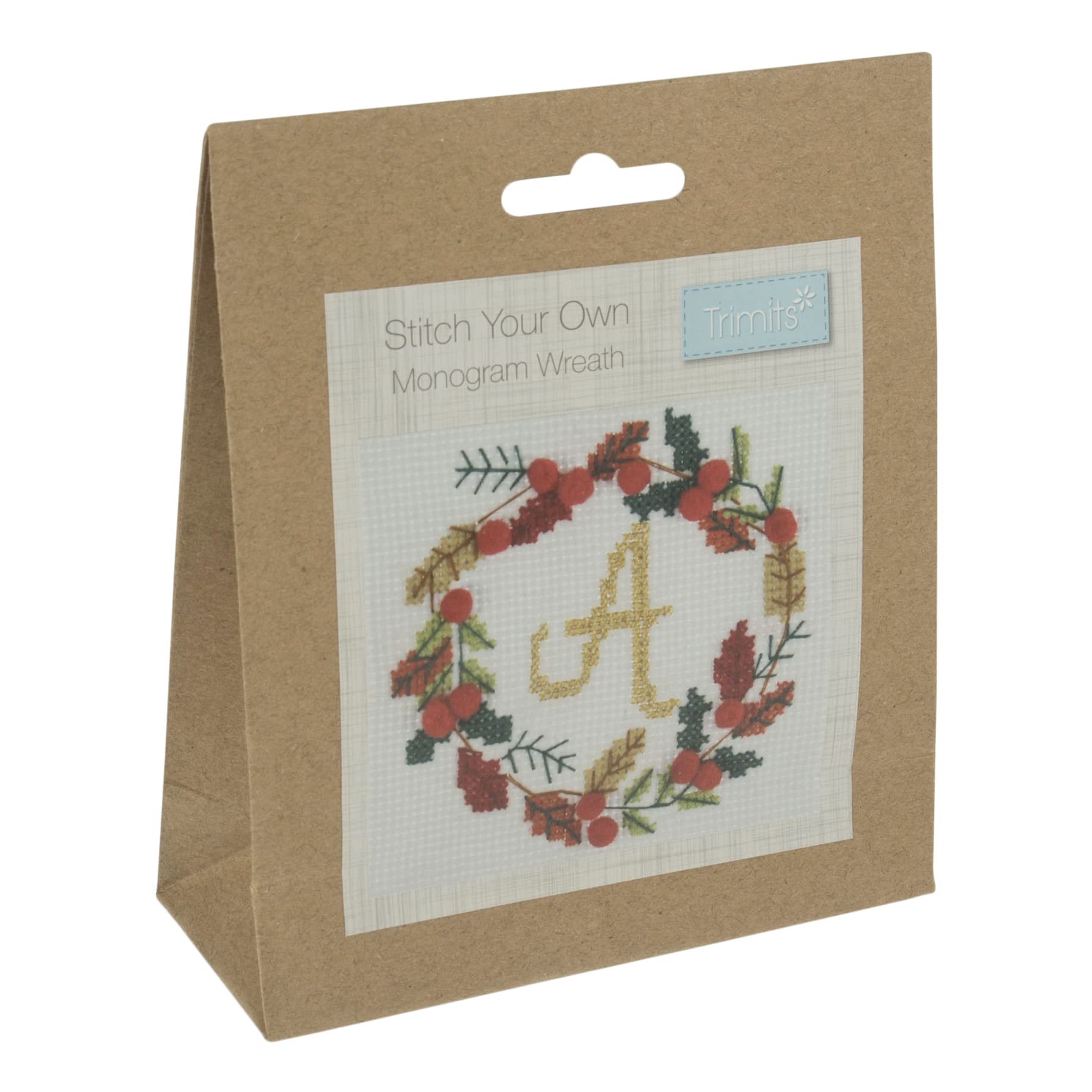 Trimits Wreath Monogram Mini Counted Cross Stitch Kits, 13 X 13Cm (5 X 5In),