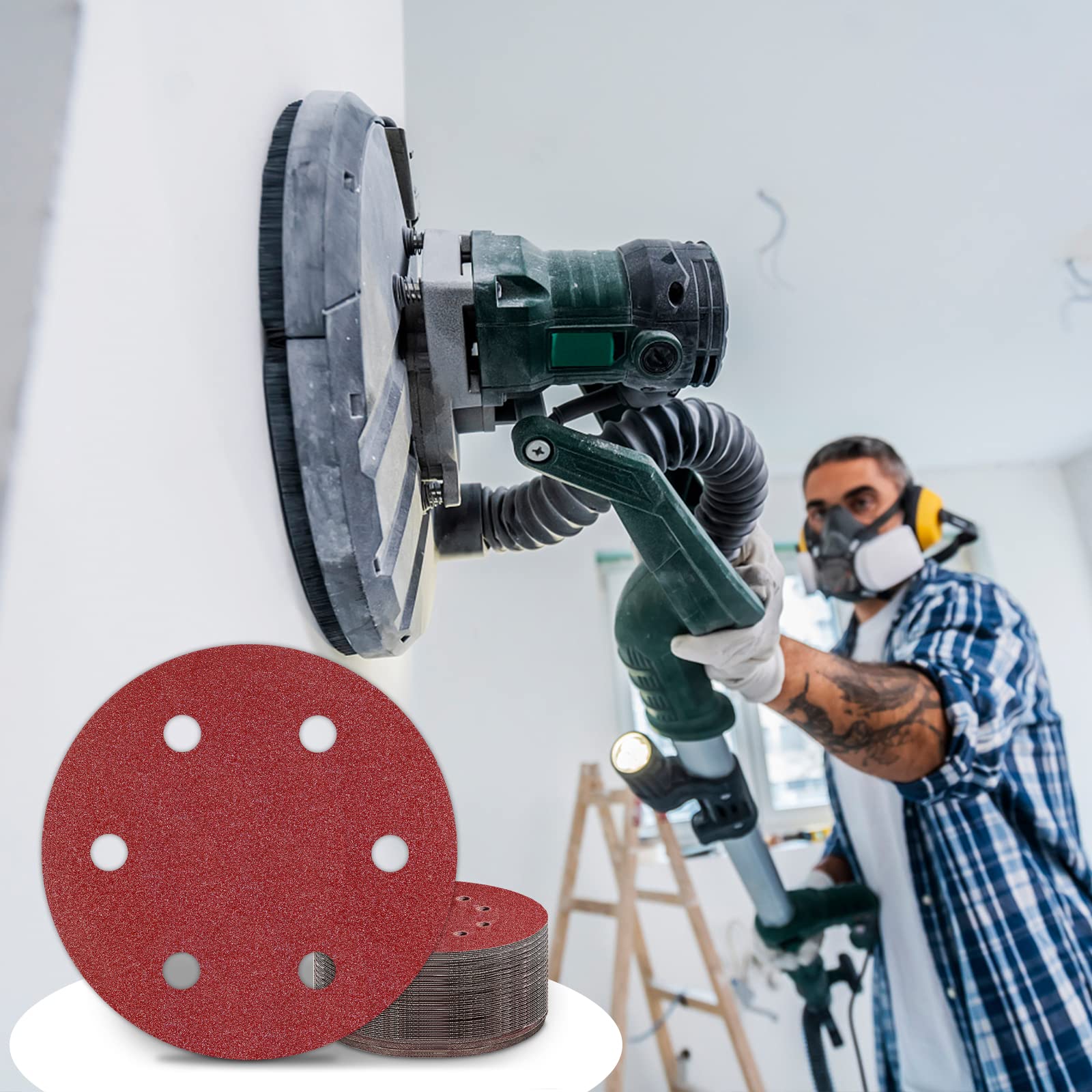GEOGIEEW Schuurrooster, 15 stuks, 225 mm, klittenband (80 Grit), dubbellaags, slijtvast en verstoppingsbestendig, stofvrij voor doe-het-zelvers, ideaal voor gipsplaten, hout en metaal