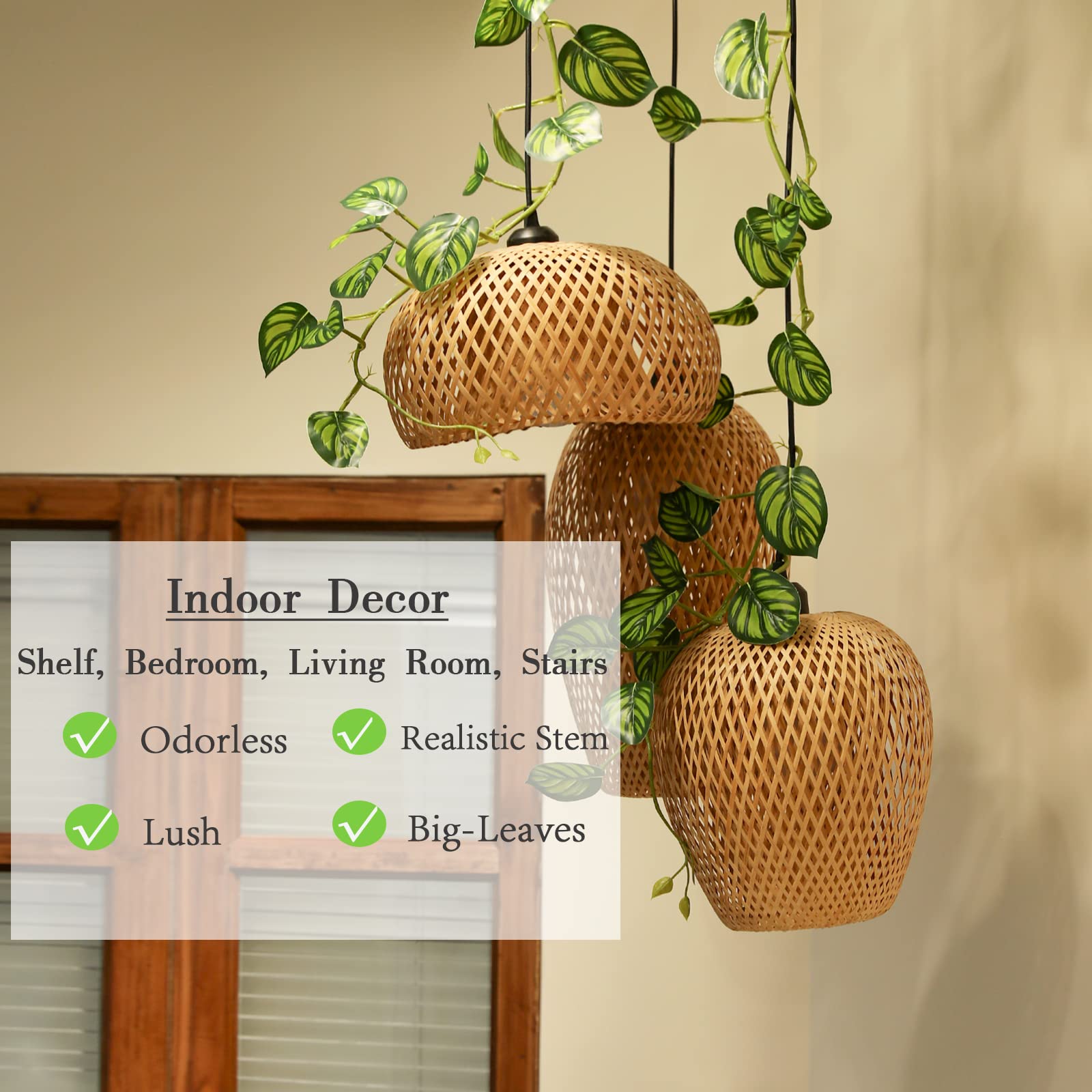 dallisten 2 Strands 67'' Artificial Vines Garland Watermelon Plants with Leaves, Fake Tropical Hanging Plant Greenery Decor for Home, Bedroom, Wall, Party, Wedding Decoration (Watermelon)