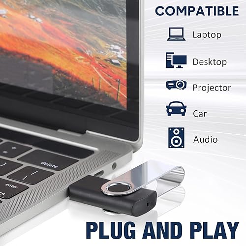 Miniatura 6 de Aoriher Paquete de 50 unidades flash USB 2.0 a granel, unidades de pulgar USB portátiles con cordones, unidades flash giratorias para almacenamiento