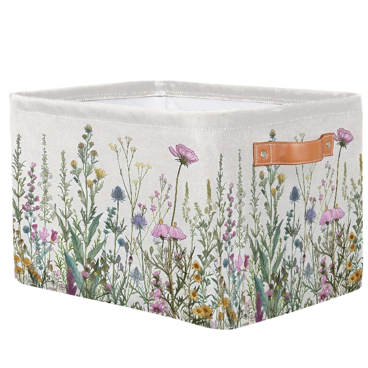 YPPAHHHH Wildflowers Plants Storage Baskets for Organizing, Fabric Collapsible Storage Bins Box Spring Esthetical Decorative Toy Organizer Baskets for Closet Shelves Gift Basket 1 Pc