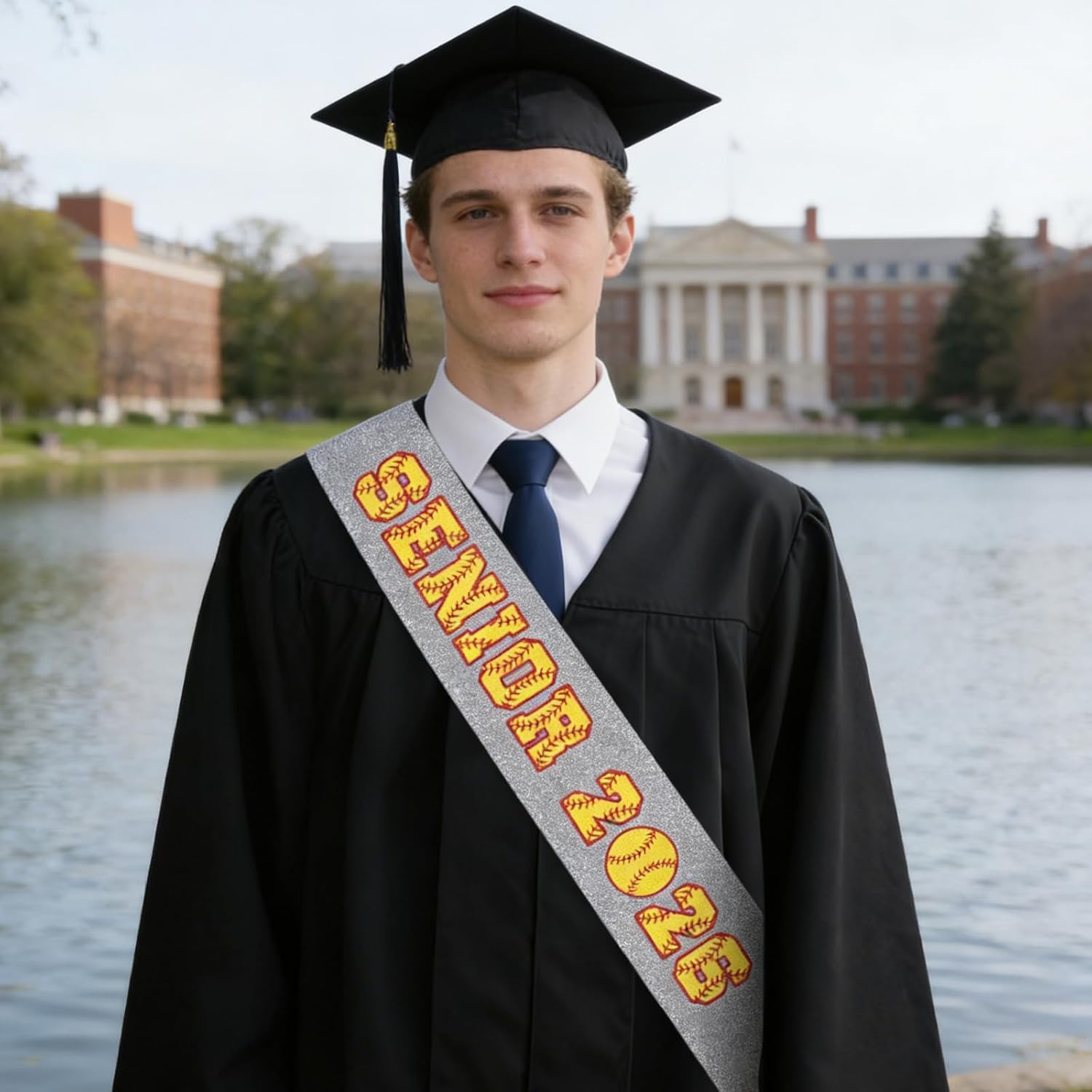 Softball Senior 2026 Sashes, 6 Pack Graduation Celebration Class of 2026 Sash Softball Theme Letters, Congrats Grad Senior Night Sport Themed Decorations Supplies
