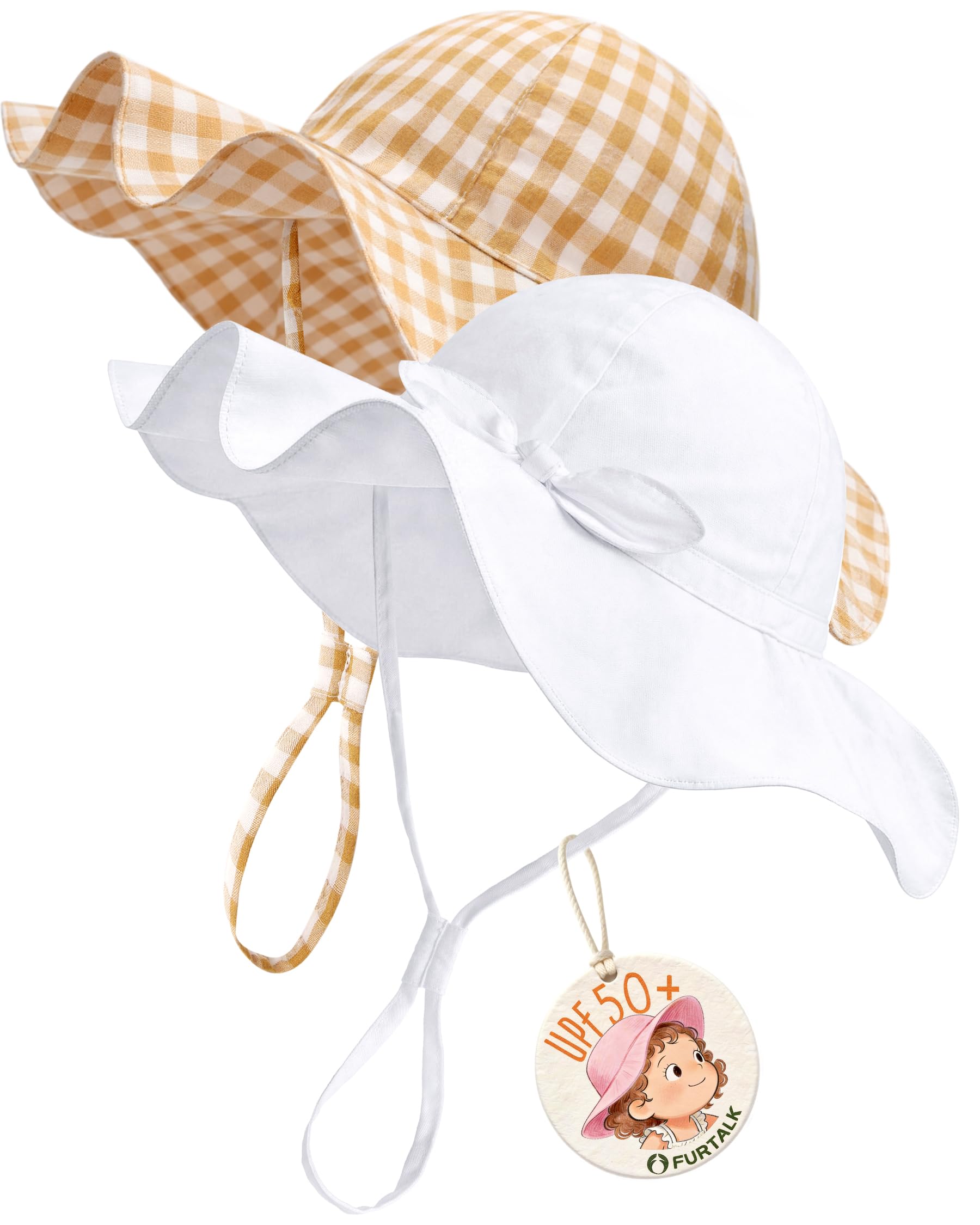 FURTALK Baby Sun Hat Toddler Beach Hats with UPF 50+ Sun Protection Wide Brim Girls Bucket Hat
