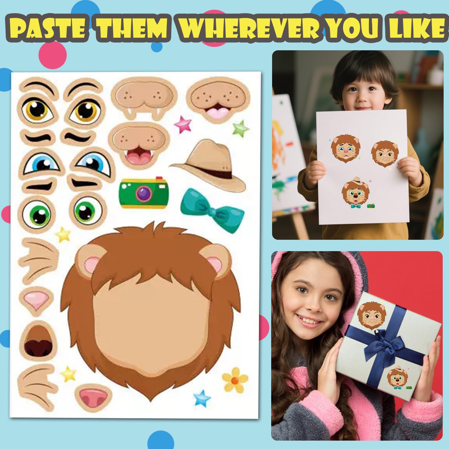 24 PCS Make a Face Animal Stickers Make Your Own DIY Stickers for Animal Sticker Faces for Party Bags Home Activities Party Favor Supplies - Image 4
