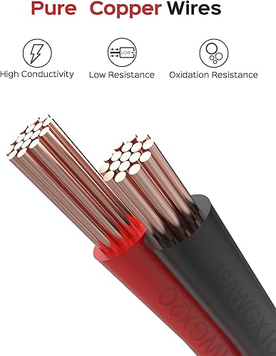 Miniatura 2 de JACKYLED 2 cables 18AWG 2 conductores Cable eléctrico 10M32.8 pies, cable flexible calibre 18 para tiras LED, cable eléctrico 12V24V CC, cable 182
