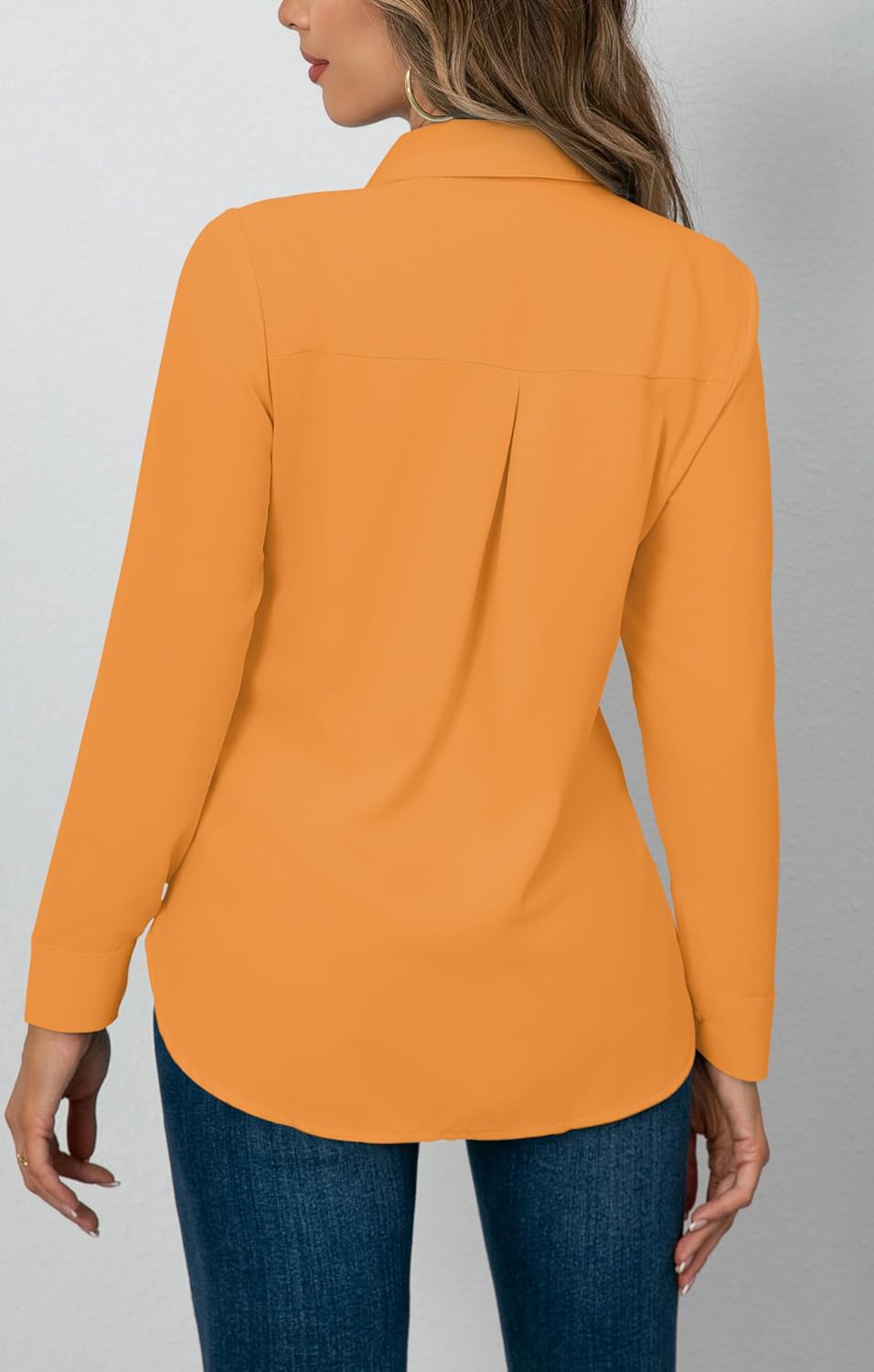 OMSJ Women's Button Down Shirts Casual Long Sleeve Stylish V Neck Solid Work Business Blouses Tops with Pocket - Image 5