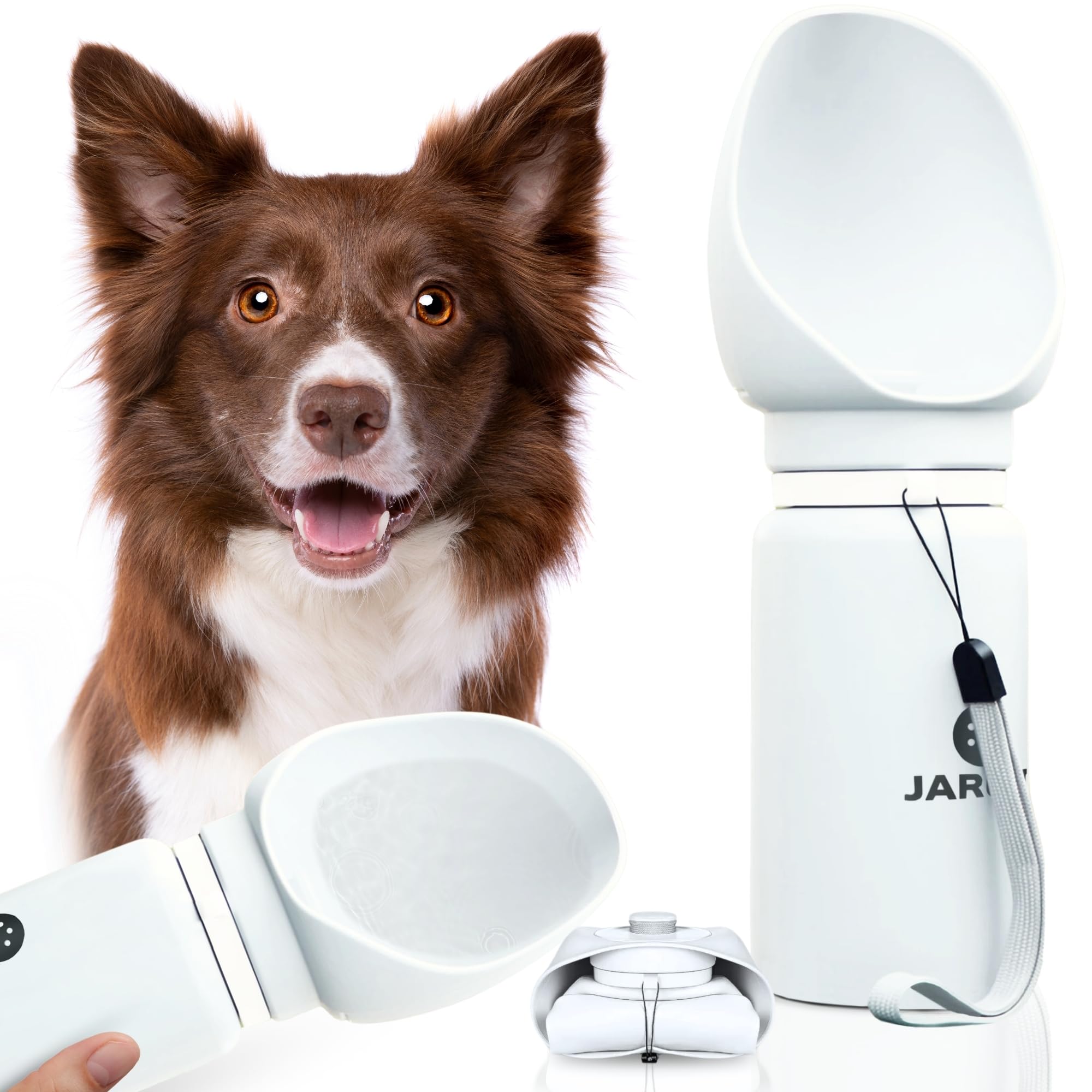 JARUKI - Bebedero Portátil Y Plegable para Perro. Botella De Agua para Viajes con Tu Mascota. Accesorio Indispensable para Perros. Botella de Agua para Perros Capacidad 550 ml. Silicona Libre BPA