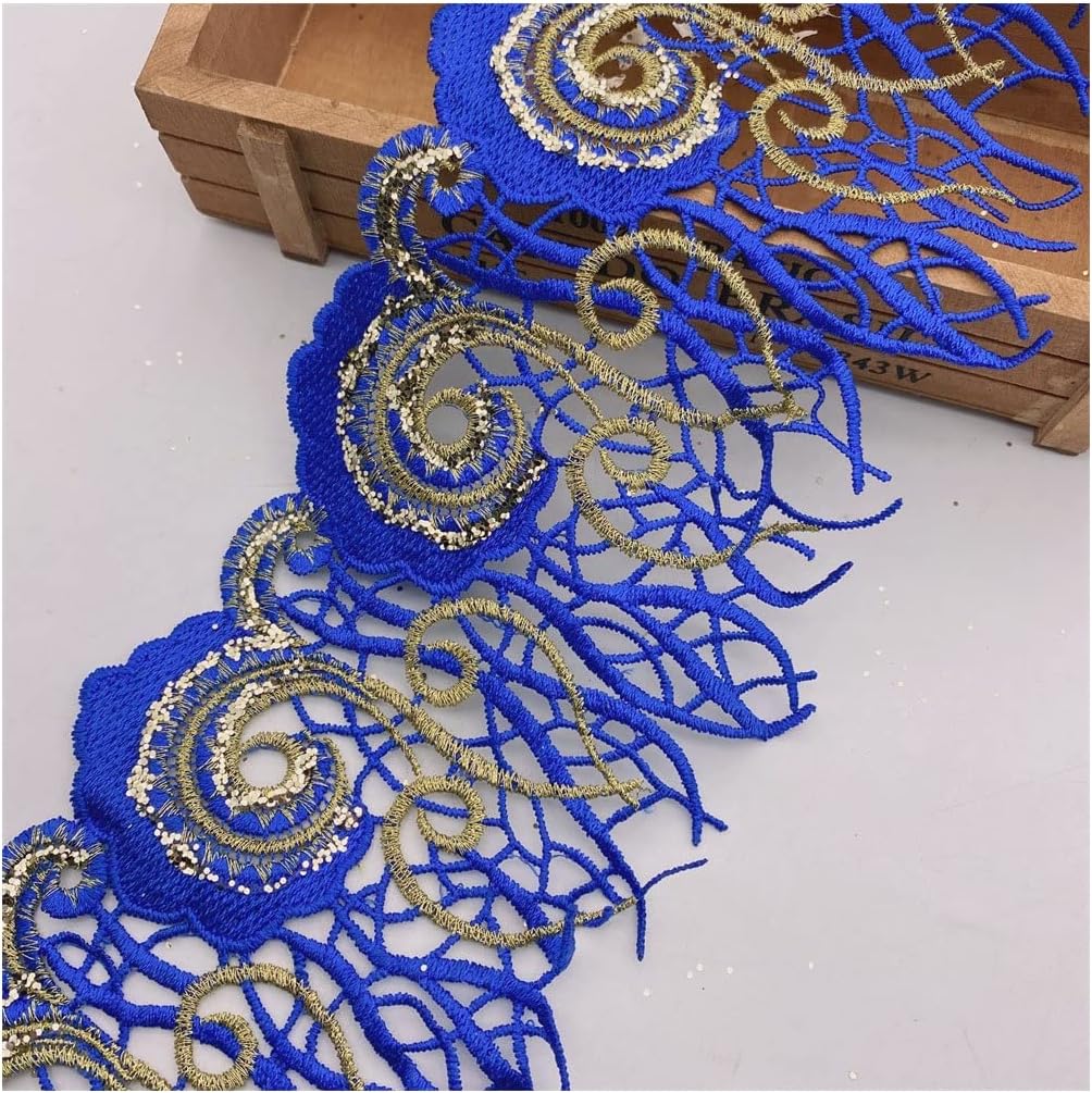 BAN.P 10 Yards Sequins Lace African Embroidered Flower Trim for DIY Clothes in Stock DIY Craft Decoration Sewing Handmade (Color : Gold Yellow, Size : Width:12.5cm)