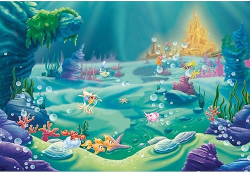 Miniatura 2 de MEHOFOTO Fondo de cabina de estudio fotográfico con temática de sirena de 8 x 6 pies, mundo submarino, castillo de burbujas, decoración de fiesta de