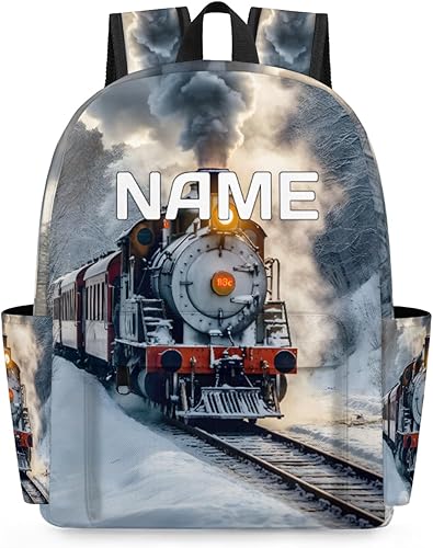 Mochila personalizada para niños y niñas, mochila personalizada preescolar para niños pequeños, mochila escolar, Locomotive Train