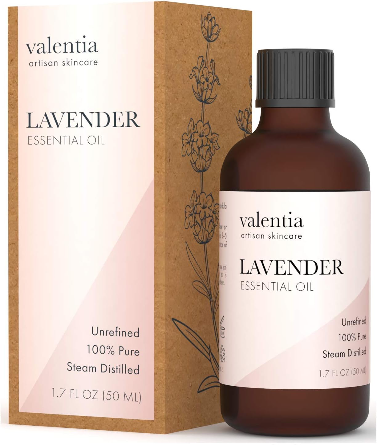 Valentia Lavender Oil 1.7 Ounce Made in USA | Lavender Essential Oil for Skin and Hair Growth | Pure Therapeutic Grade Lavender Essential Oils for diffusers aromatherapy, Stress Relief & Relaxation