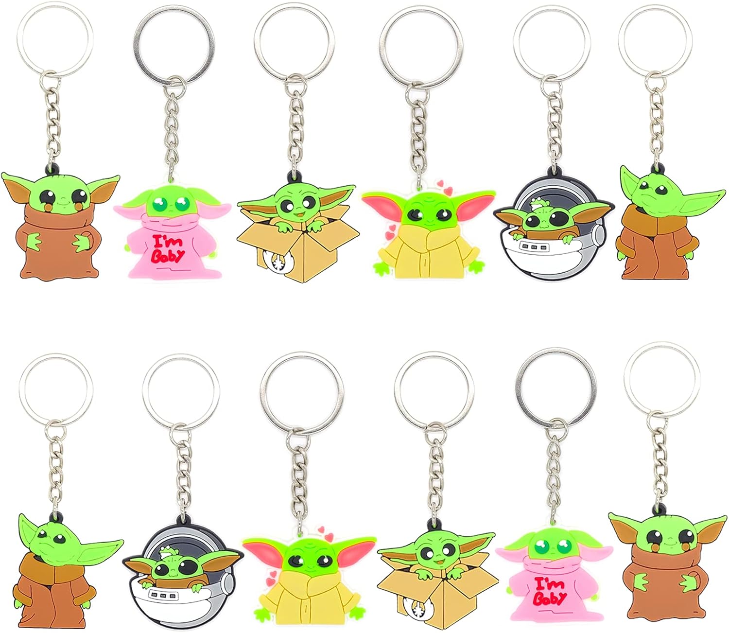24 PACK Baby Yoda Keychains for Birthday Party Favors, Baby