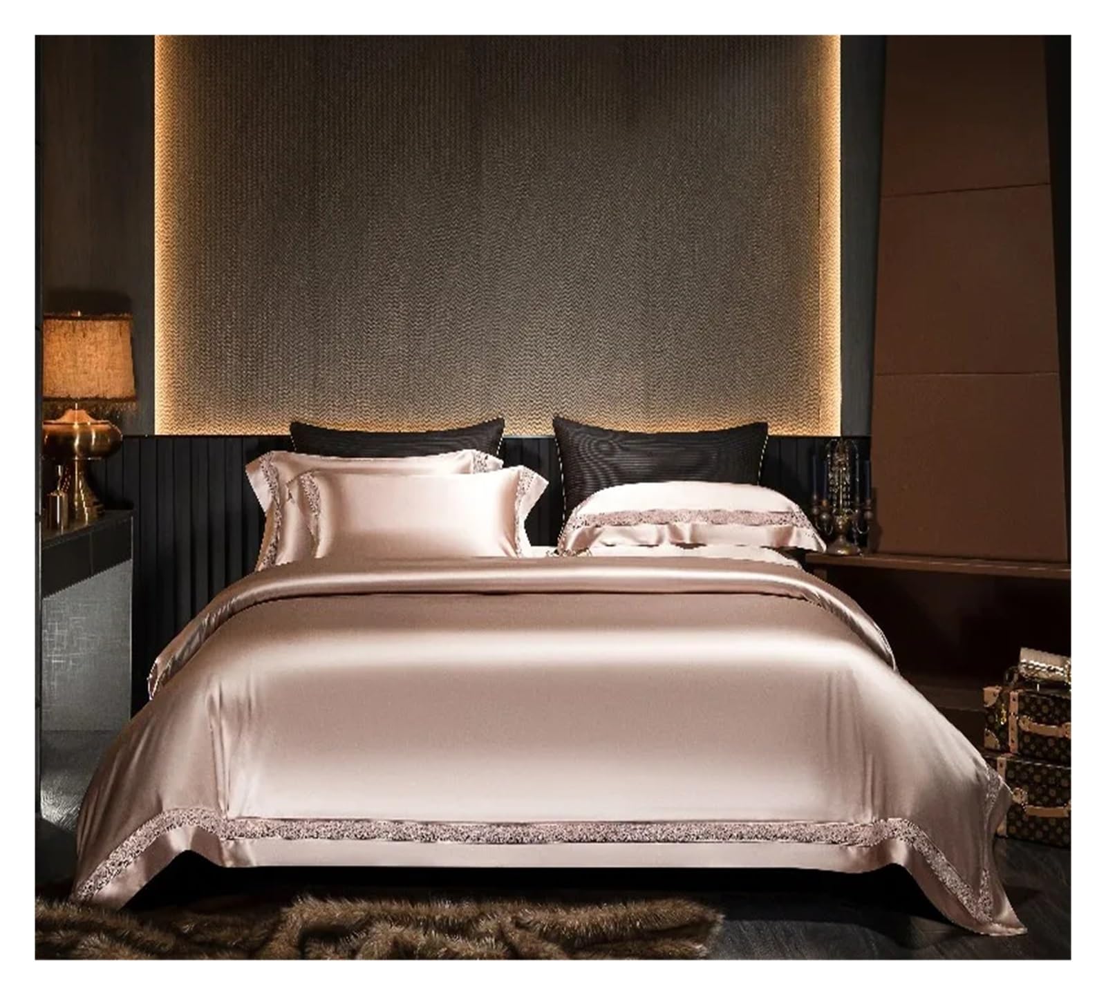Sbcgfy D 1000Tc Cotton Silk Satin Bedding Sets 106''X90''An 90'X90''Us Size Uvet Cover Plai Be Linen Pillowcase 4Pcs,Cotton Uvet, Zq-11042,-King Size 4 Pcs