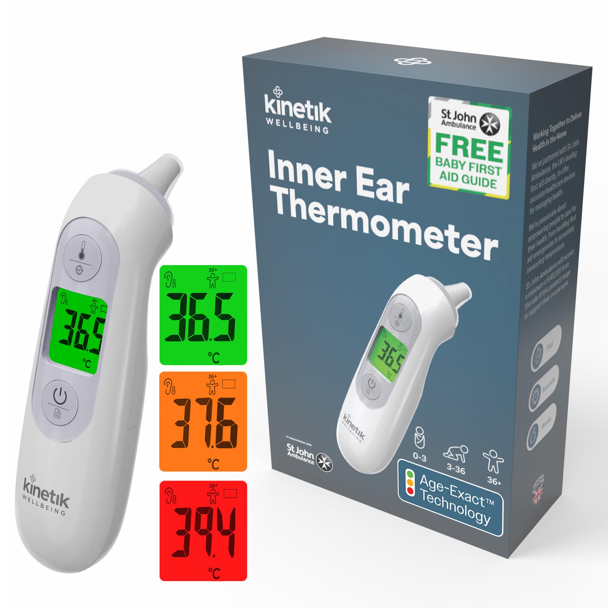 Kinetik Wellbeing Et100e Inner Ear Thermometer, White
