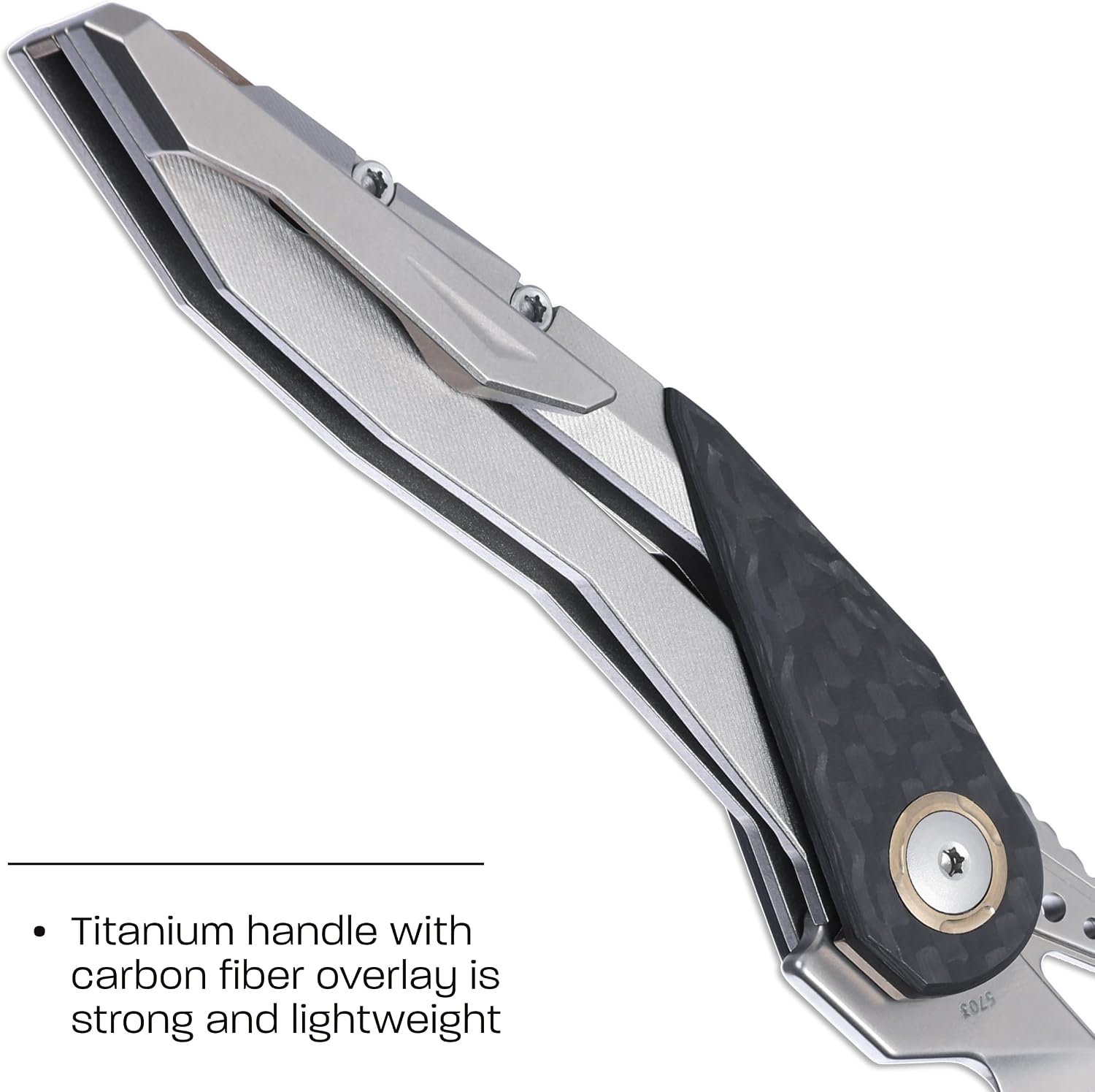 CRKT Nucleus Everyday Carry EDC Folding Pocket Knife with Frame Lock: MagnaCut Plain Edge Blade, Carbon Fiber & Titanium Handle, Pocket Clip, 5703