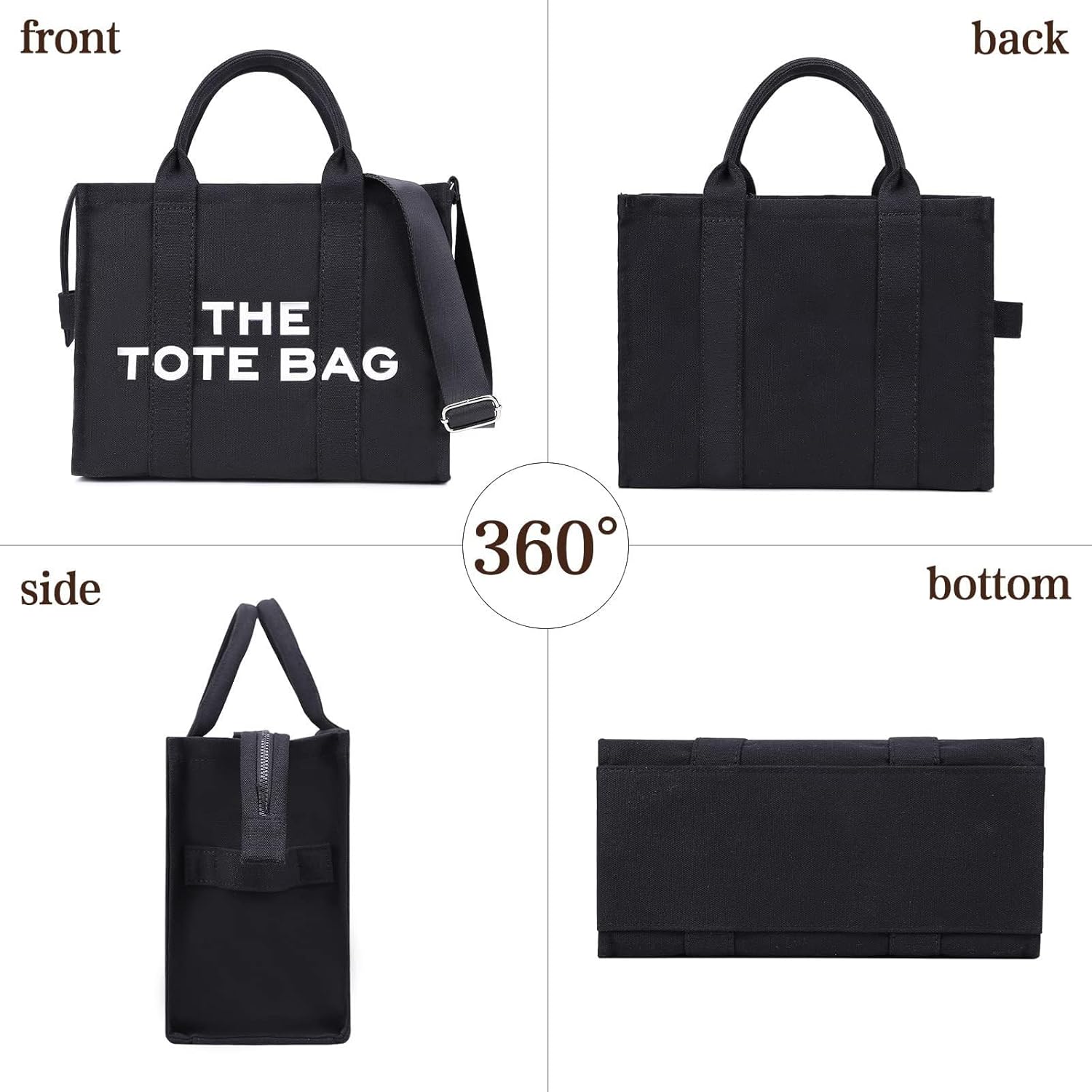 Tote Bag with Zipper Tote Bag for Women Canvas Crossbody Bag Shoulder Bag Satchel Bag