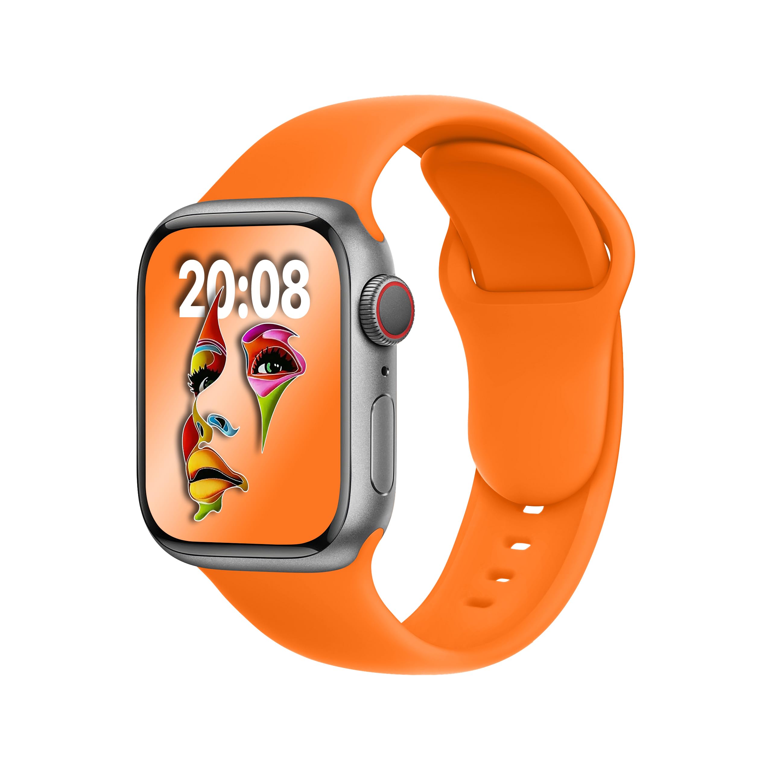 ELETTRONEO SBC1 Cinturino Sport per Apple Watch Band serie Ultra 2 49mm, serie 10 46mm, 9 8 7 45mm 41mm, SE 6 5 4 44mm 40mm, 3 2 1 42mm 38mm Bracciale silicone, Arancia