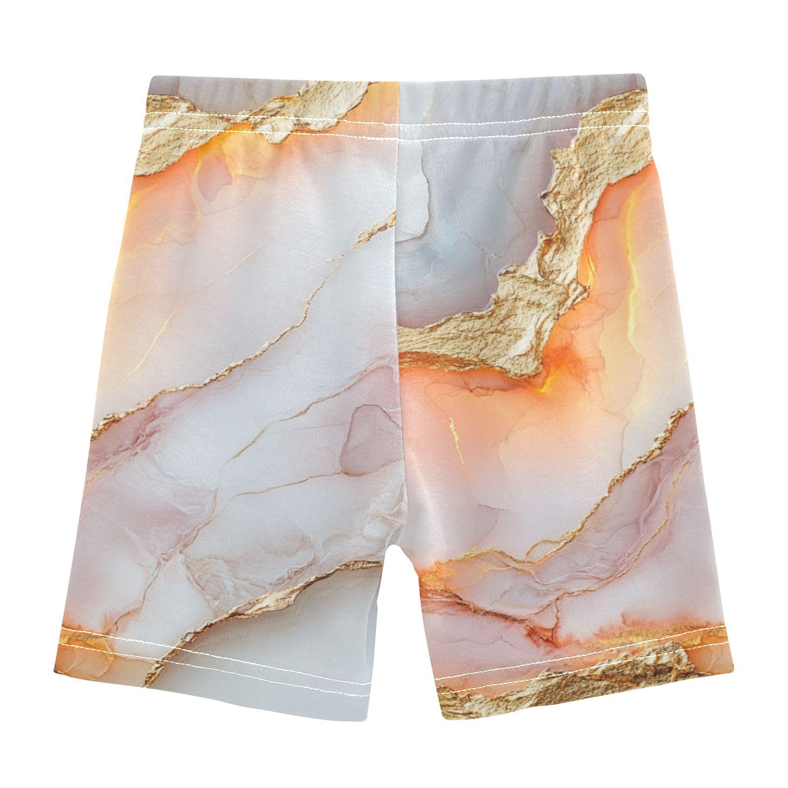 Caihoyu Shorts for Toddler Girls Elastic Cotton Romper Shorts Rash Guard Under Skirt 5T Marble White Peach