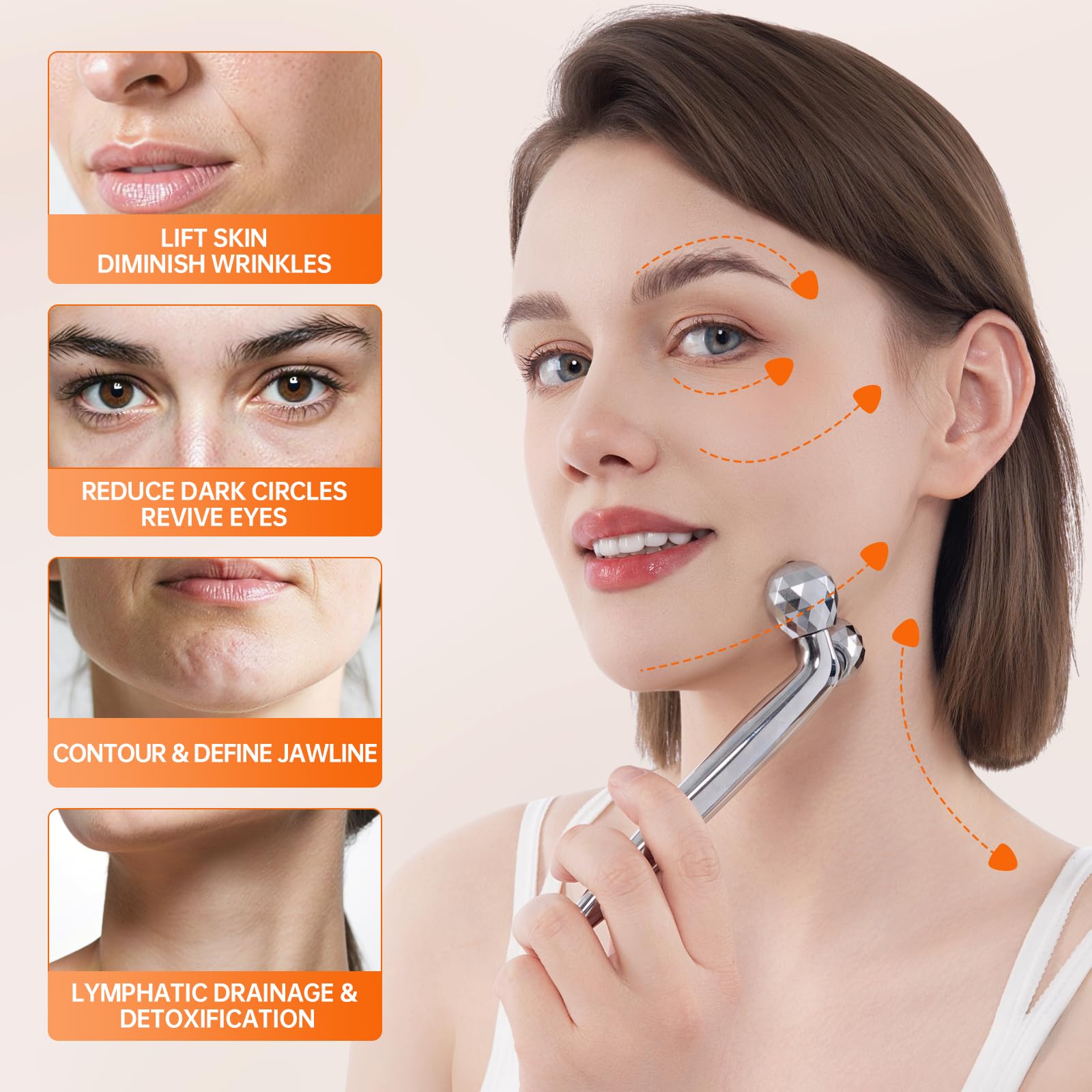 InfiniteRelax 3D Gua Sha Facial Tools Metal Face Roller Stainless Steel Gua Sha Set Cooling Massage Tools for Reduce Puffiness Firm Skin - Image 4