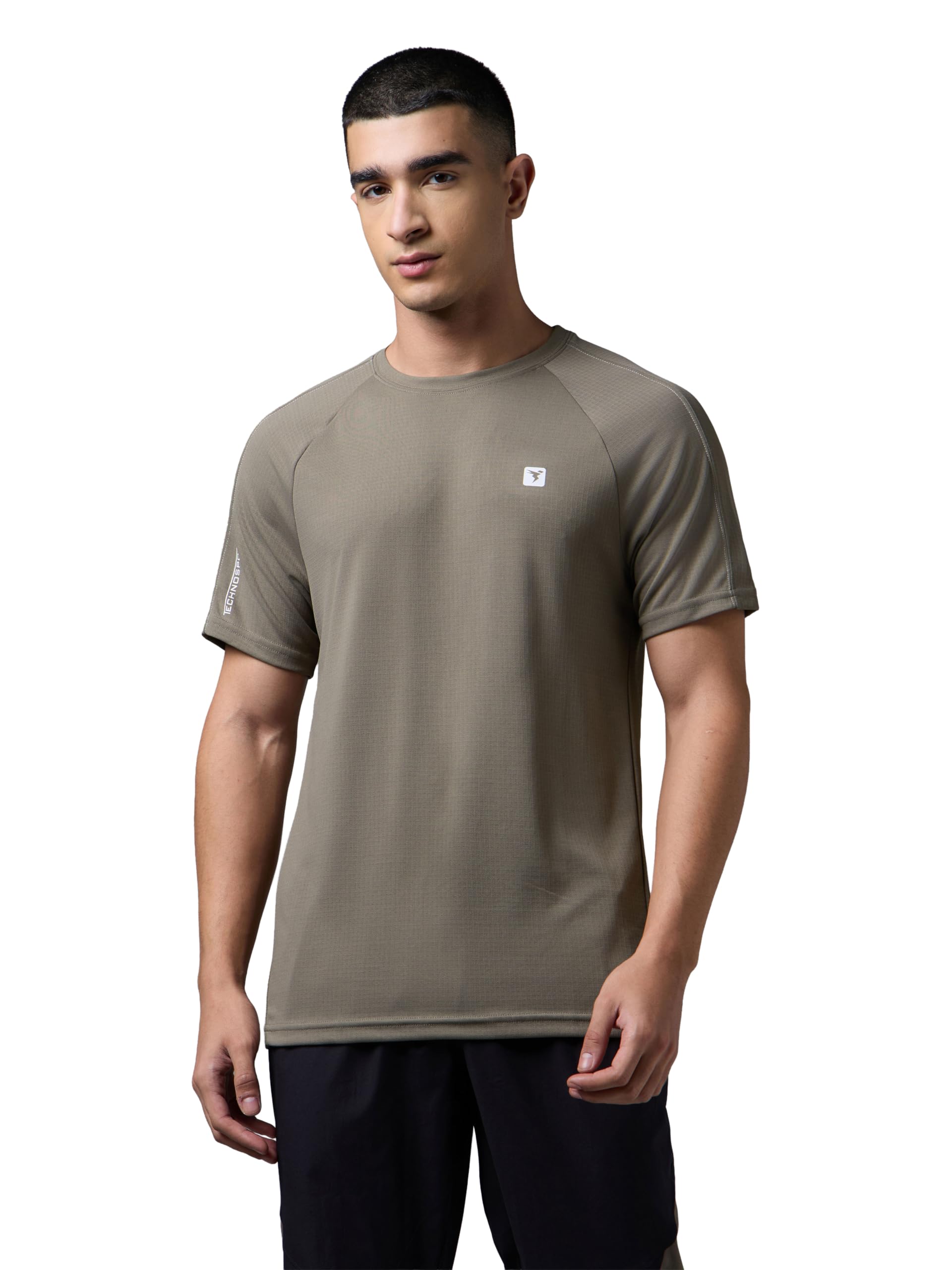 Men Gym T Shirt Regular Fit Round Neck TECHNOCOOL+ Sweat Wicking Polyester Raglan Sleeve Tshirt for Men Workout Quick Dry UPF50+ Anti Microbial-image-18