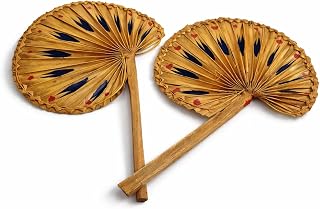 Bharatsastra Handmade Talpatar Pakha (Palm Leaf Hand Fan) | Traditional Bengali Hand Fan | Eco-Friendly Cooling Fan for Ho... Price In India