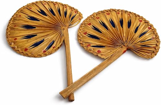 Bharatsastra Handmade Talpatar Pakha (Palm Leaf Hand Fan) | Traditional Bengali Hand Fan | Eco-Friendly Cooling Fan for Ho...
