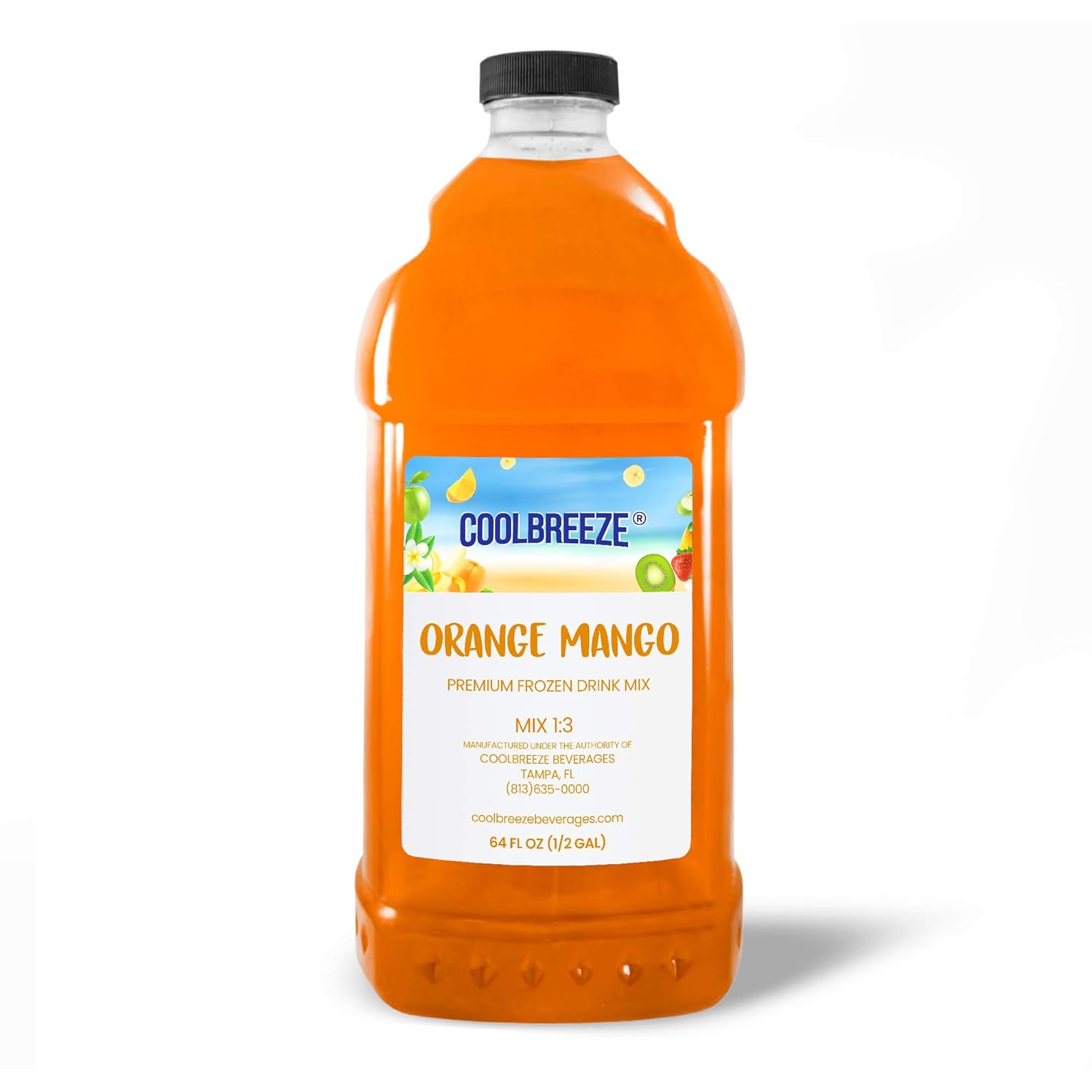Coolbreeze Orange Mango Frozen Drink Machine Slush Mix - Ready to Use Frozen Slushie Flavor Syrup - 1/2 Gallon Bottle