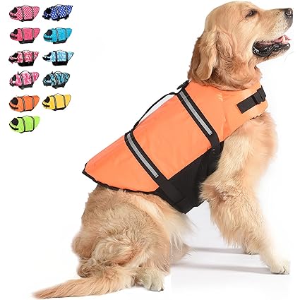 Dogcheer Dog Life Jacket Medium, Dog Life Vest Swim Life Jacket for Dogs, Puppy Life Vest Swimsuit Preserver with Enhanced Buoyancy & Rescue Handle for Swimming Boating