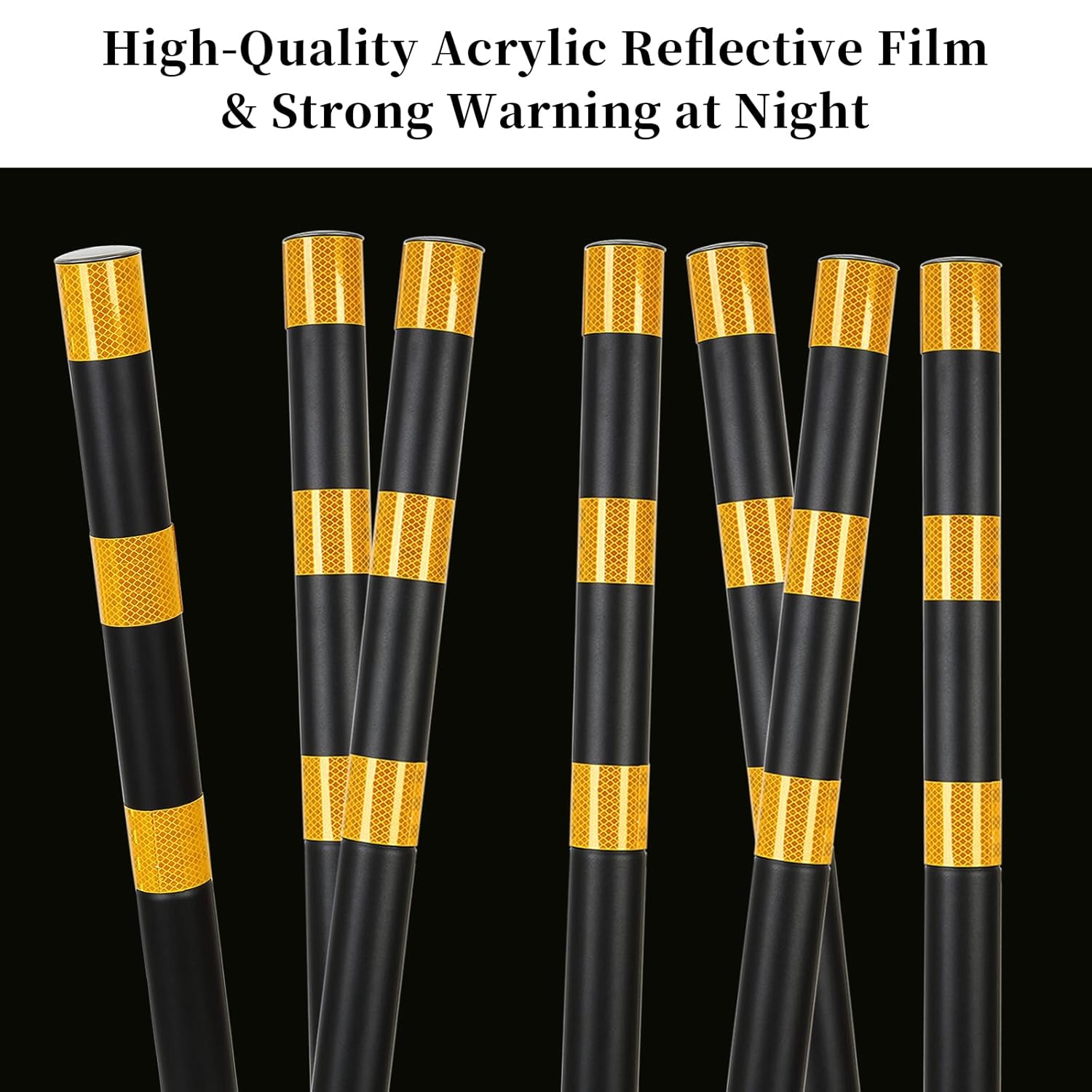 2 Pack Safety Bollard (32 inch) with Reflective Bands – Heavy-Duty Steel Parking Post, 2 inch Diameter, Includes Anchor Bolts, Black/Yellow