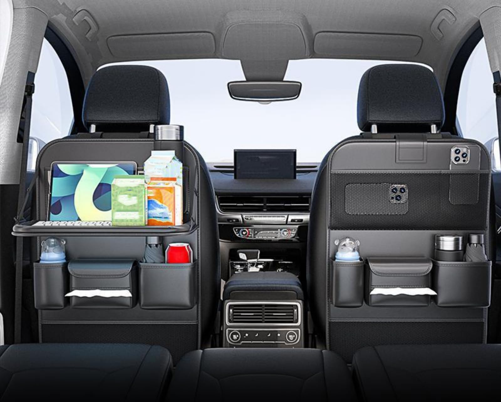 Organizador de Asiento de Coche para Chevrolet Aveo Sonic Aveo BoltImpala, Bolsa de Almacenamiento para Respaldo con Mesa Plegable, Protector de Asiento de Cuero PU Impermeable