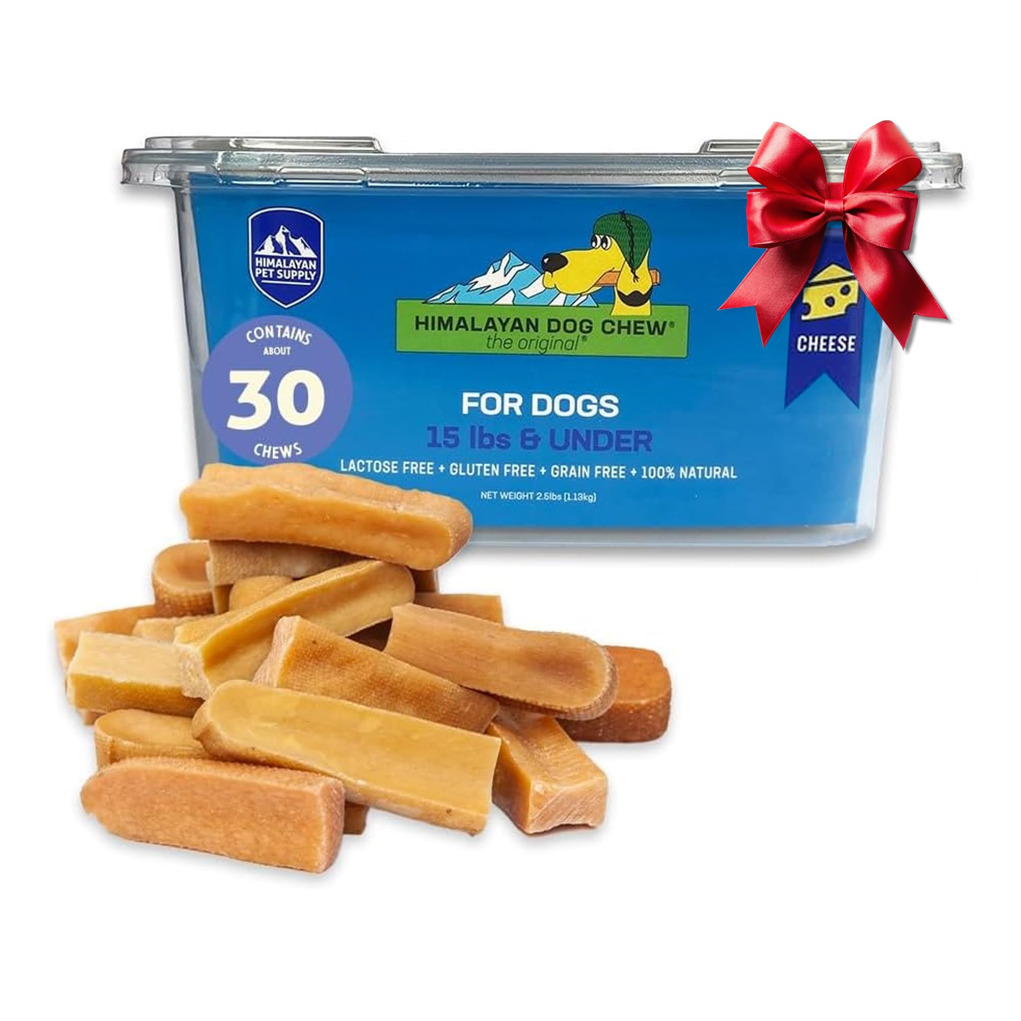 Himalayan Hard Cheese Chews | Long Lasting, Stain Free, Protein Rich, Low Odor | 100% Natural, Healthy & Safe | No Lactose, Gluten Or Grains | 2.5 lbs BULK TUB | SMALL | for s 15 Lbs & Smaller