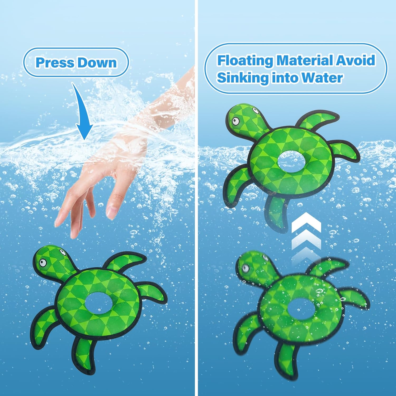 Squeaky Dog Toys, Floating Dog Toys for Indoor or Outward Play, Swim Ring Design Interactive Dog Gifts for Small and Medium Dogs - Turtle