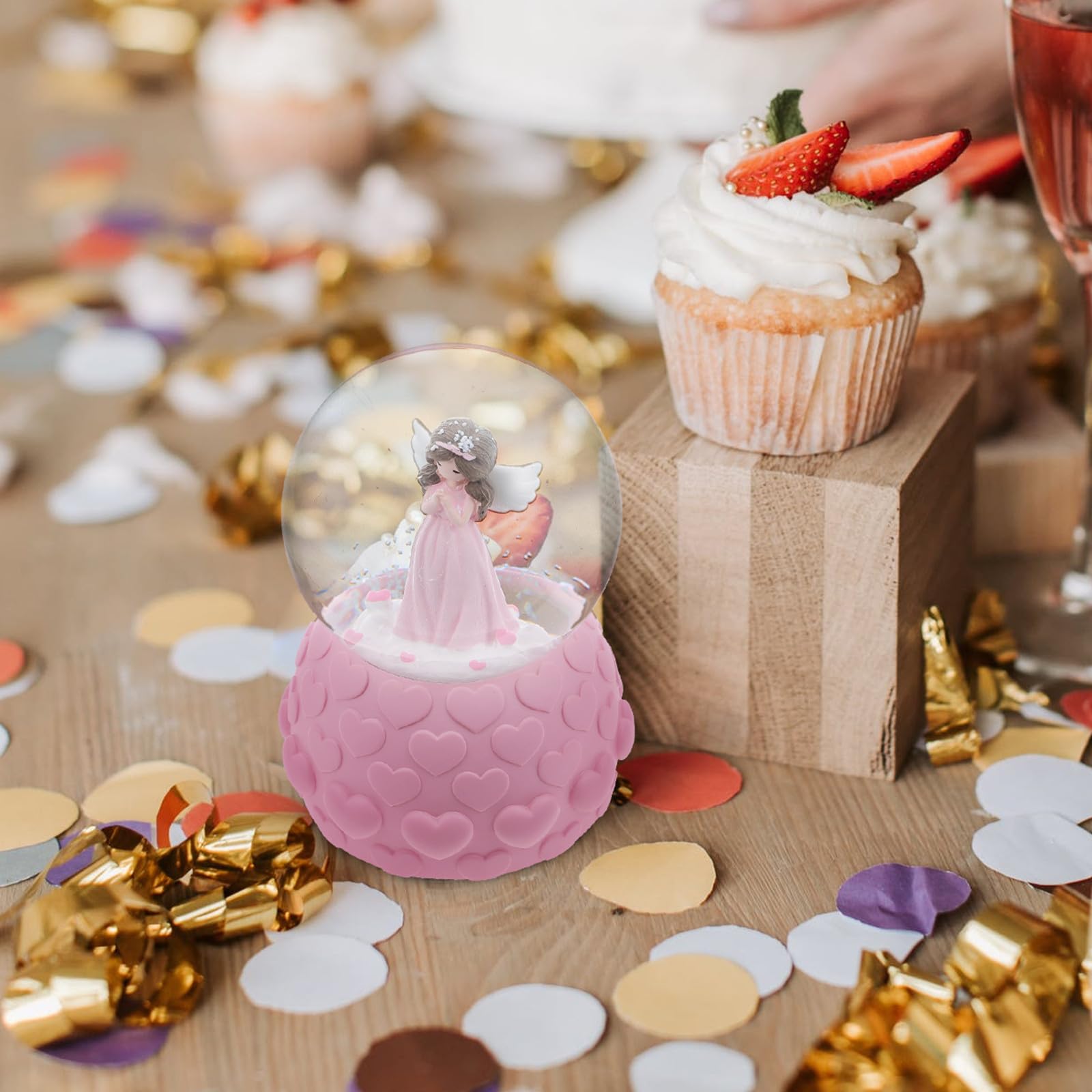 Homoyoyo Caja de Música Esfera de Cristal y Ángel, Rosa