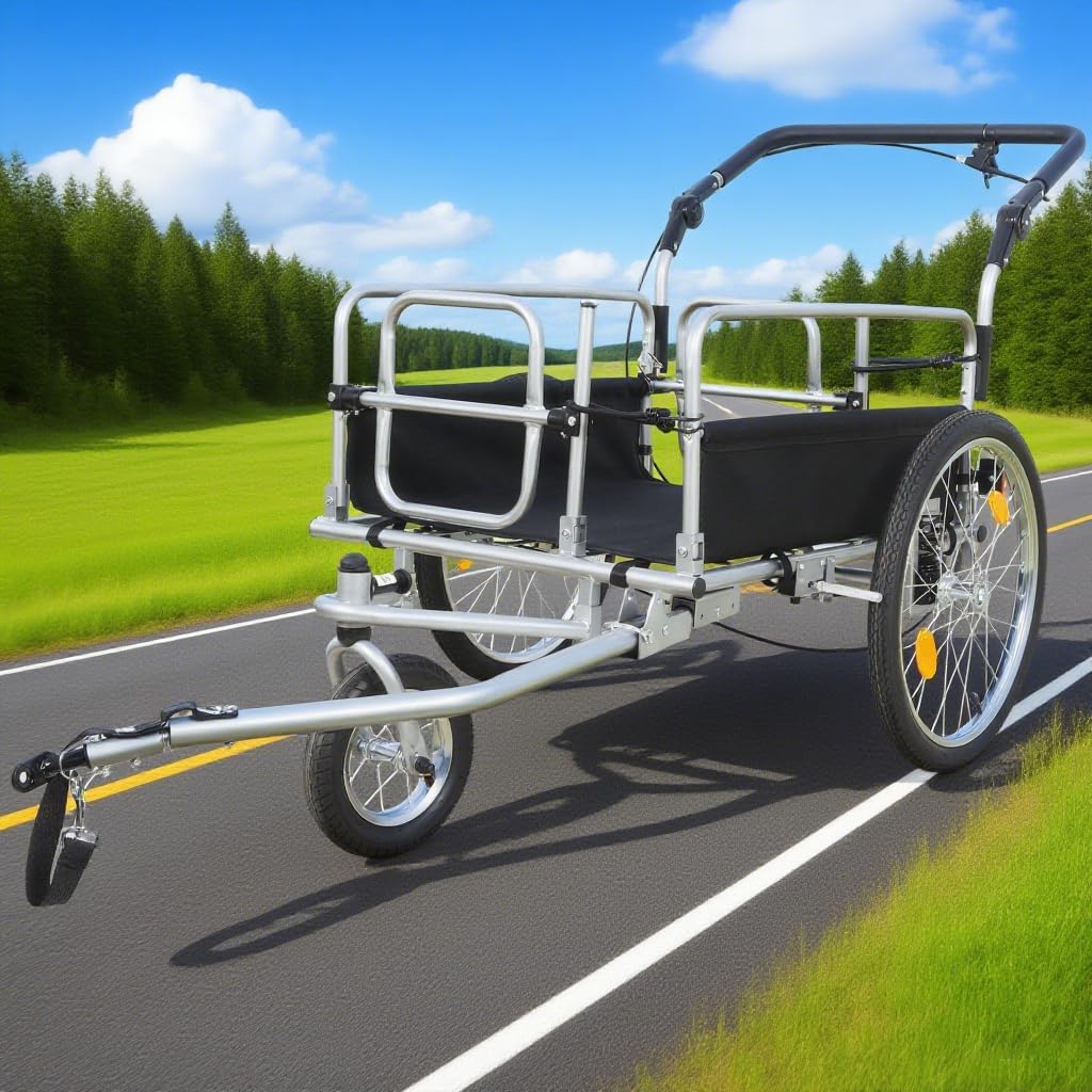 3-in-1 Heavy-Duty Bike Cargo Trailer for E-Bikes - 110lb Capacity Bike Trailer Cargo, Convertible Stroller & Pull Cart w/Suspension, 20" Wheels & Lockable Brake, Ebike Trailer