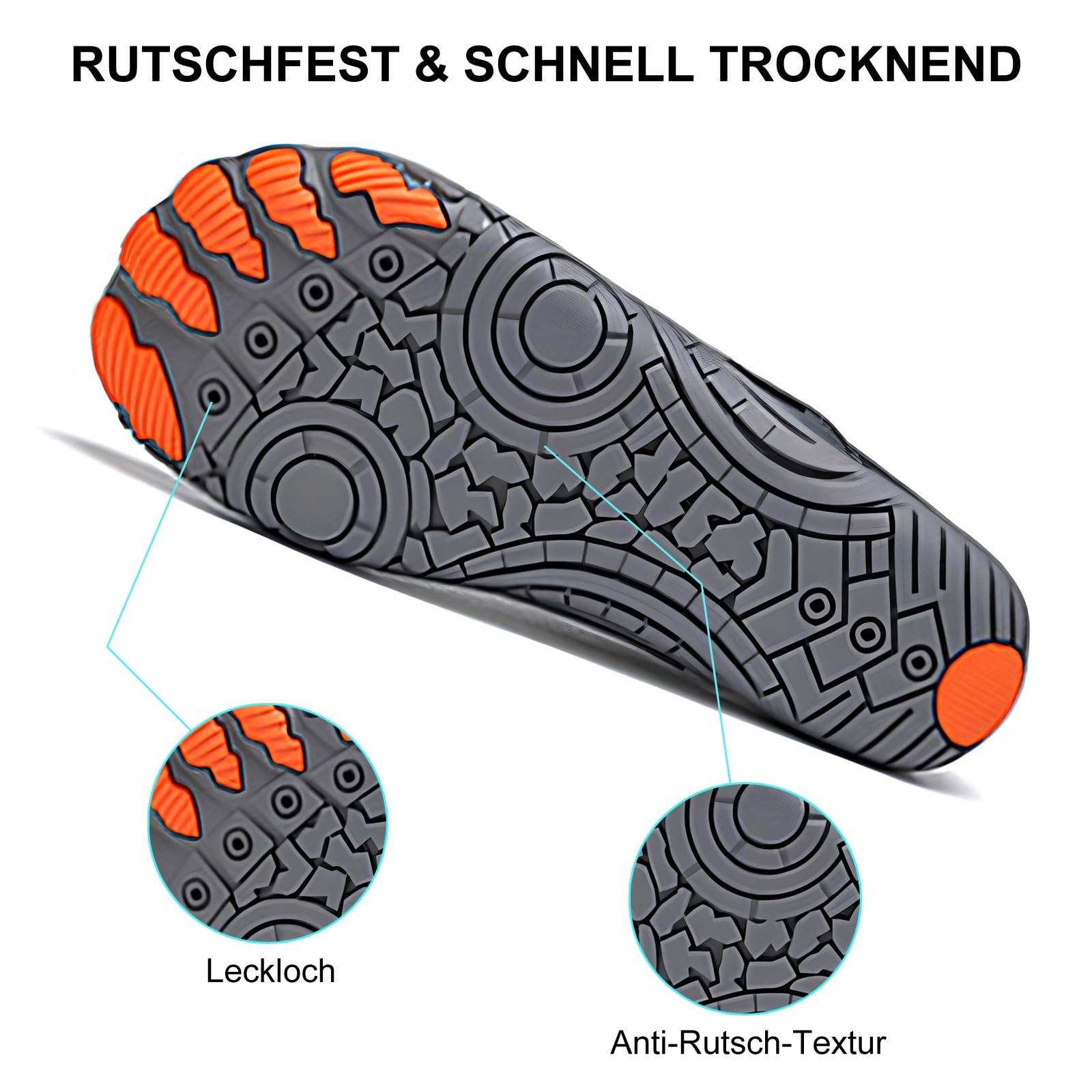 RUYI Unisex Barfußschuhe Damen Herren Traillaufschuhe, Weich Leicht Fitnessschuhe mit rutschfest Sohle & Breiter Zehenbox, Schnell Trocknend Badeschuhe, A35 Grau, 40 EU