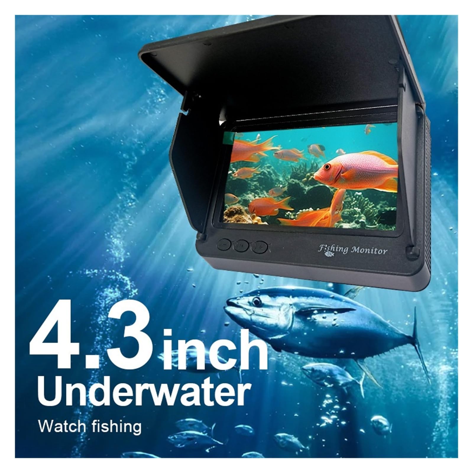 Detector de Peces, Cámara de Pesca submarina portátil con Monitor LCD 4,3" buscador Peces Impermeable visión Nocturna(15M)