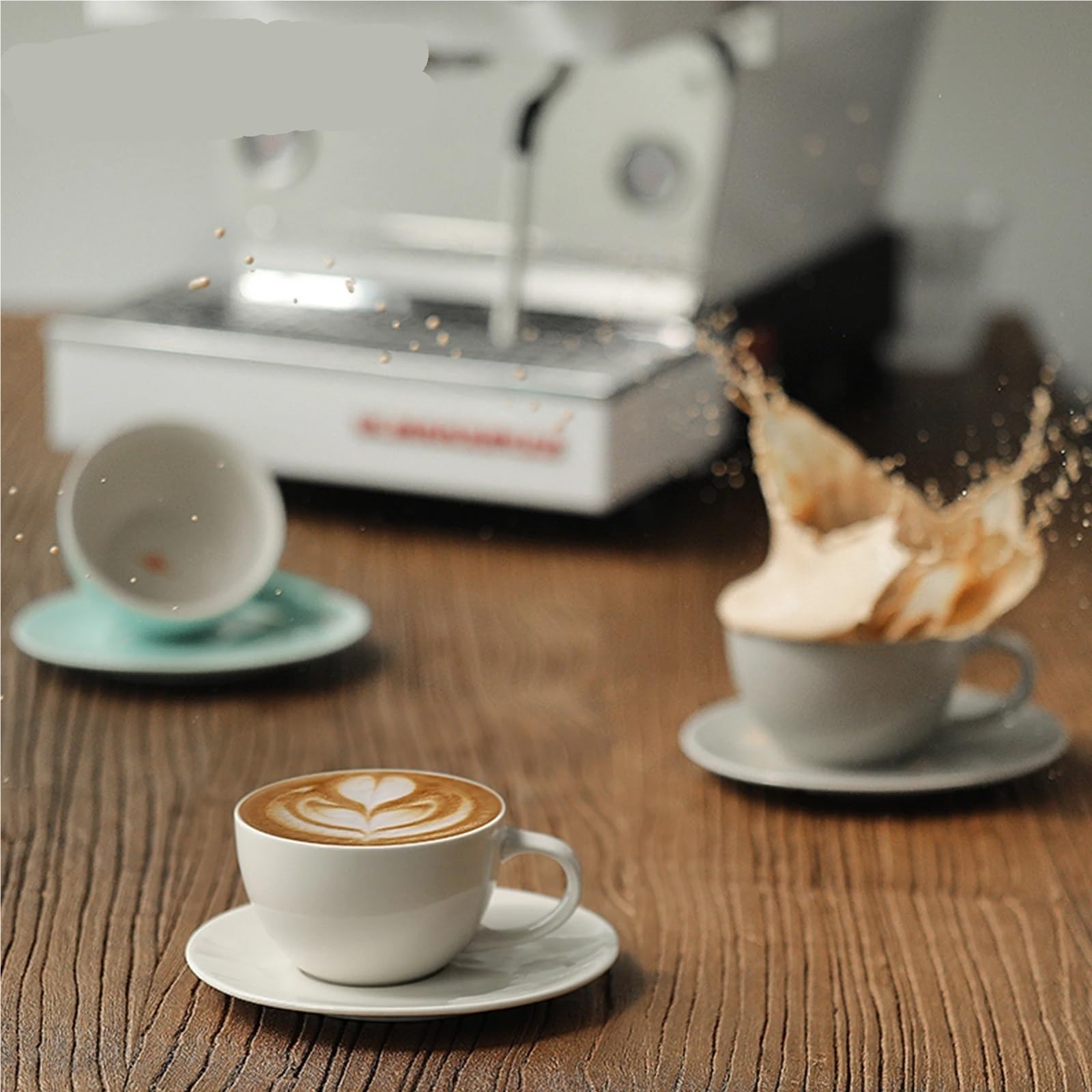 Ceramiczne filiżanki do espresso klasyczny zestaw filiżanek do kawy ze spodkami i łyżeczką artystyczne kubki do herbaty latte mokka eleganckie domowe narzędzia kuchenne (niebieski)