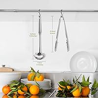 Vista 2 de Patelai Juego de cuchara de espagueti y pinzas para pasta, herramientas de servicio de fideos de mango largo con orificios de drenaje, agarre