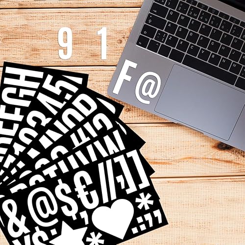 Miniatura 7 de 400 calcomanías de letras blancas, 24 hojas de calcomanías de letras grandes de 2.5 pulgadas, autoadhesivas, calcomanías del alfabeto, impermeables,