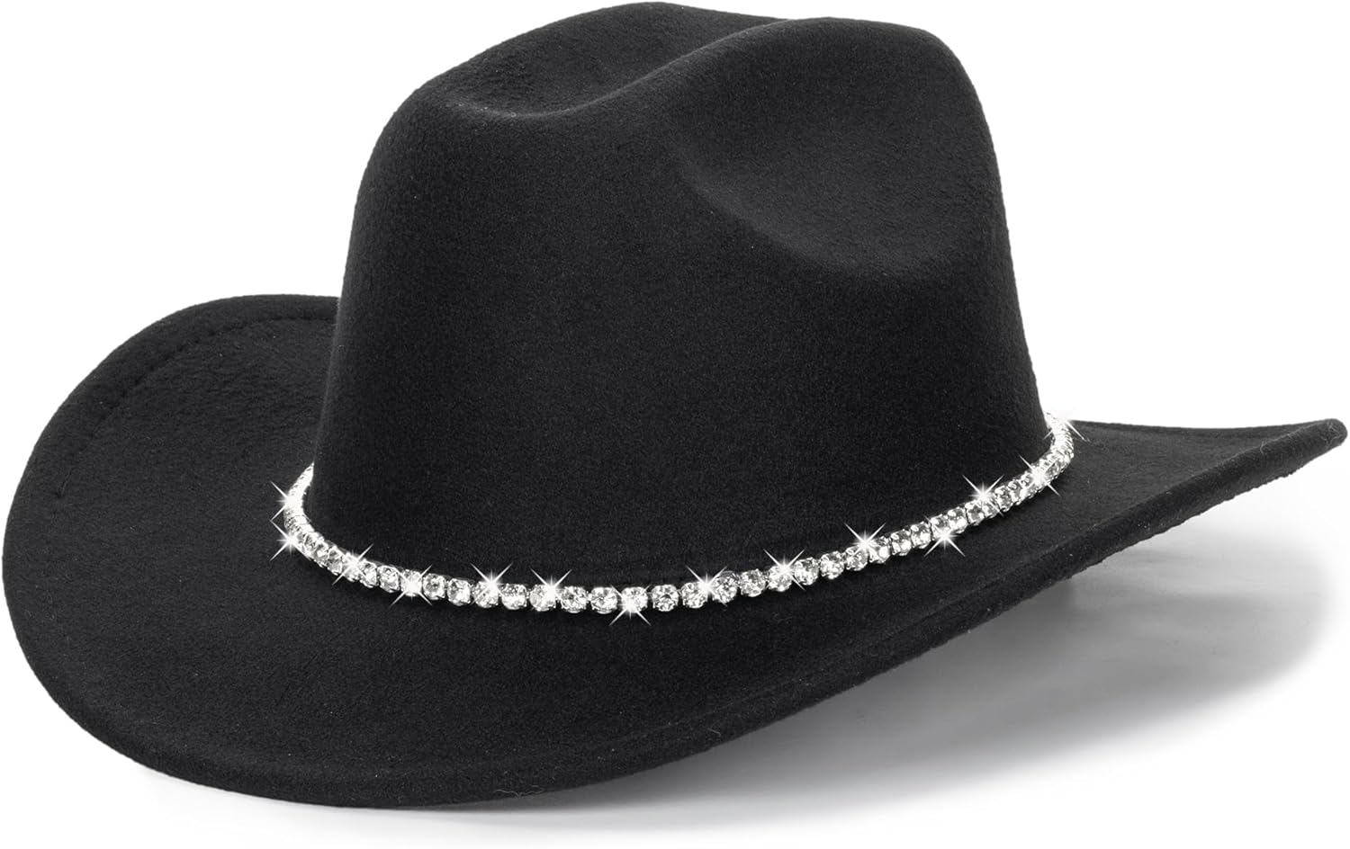 Glitter Silver Black Cowboy Hats for Women - Western Sparkly Rhinestone Cowgirl Hat for Ladies Size M-L