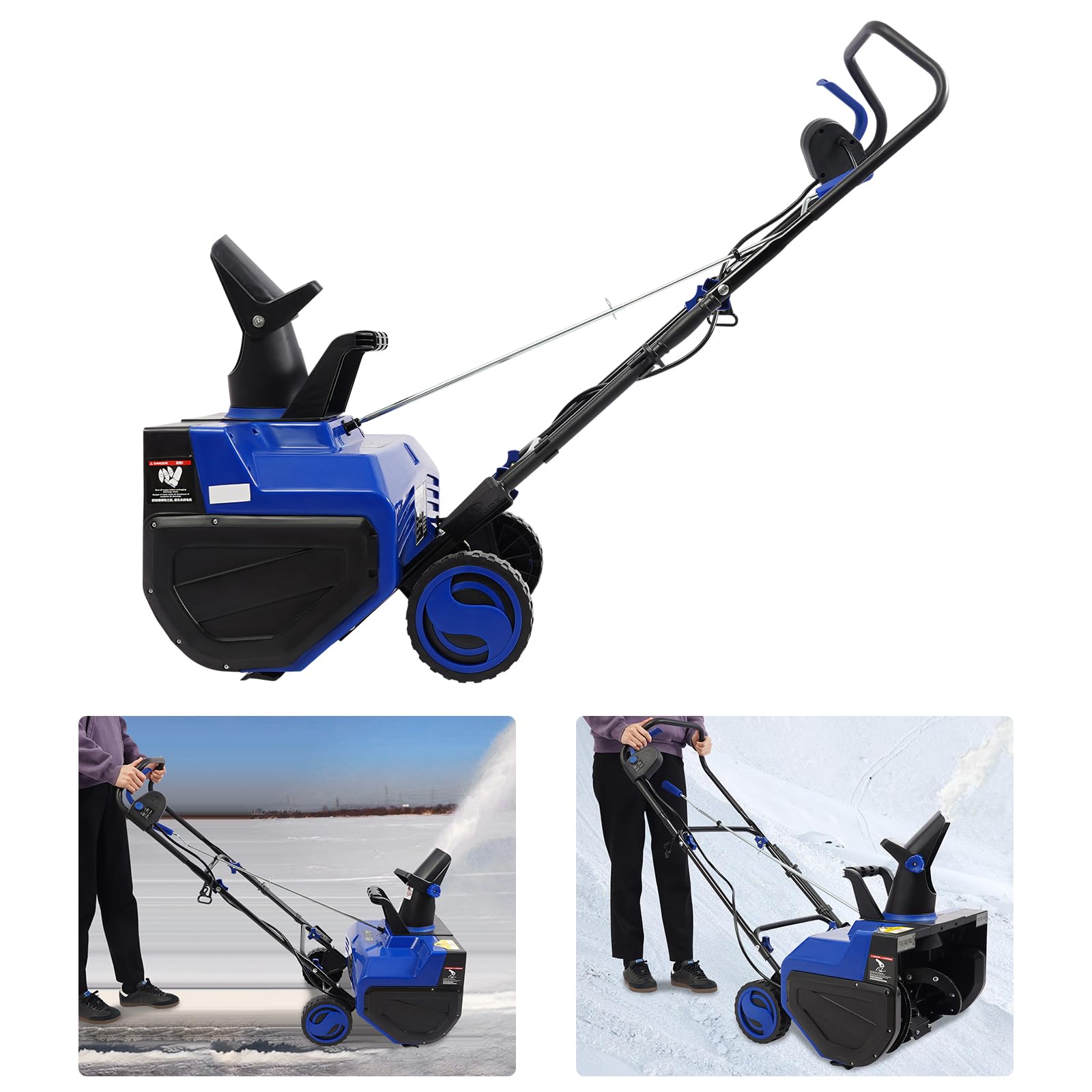 Fraise à neige électrique 2400 W 220 V, largeur 56 cm, portée 7,6 m, éjection rotative 180°