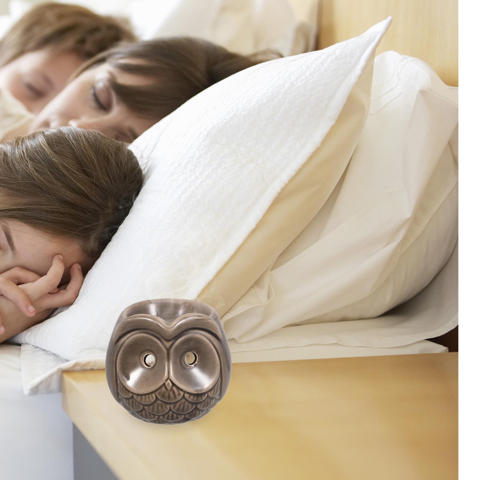 NUOBESTY Keramik Aromabrenner Eule 2 Stück Ätherische Öle Duftlampe mit Teelicht Aromatherapie für Wohnzimmer Schlafzimmer