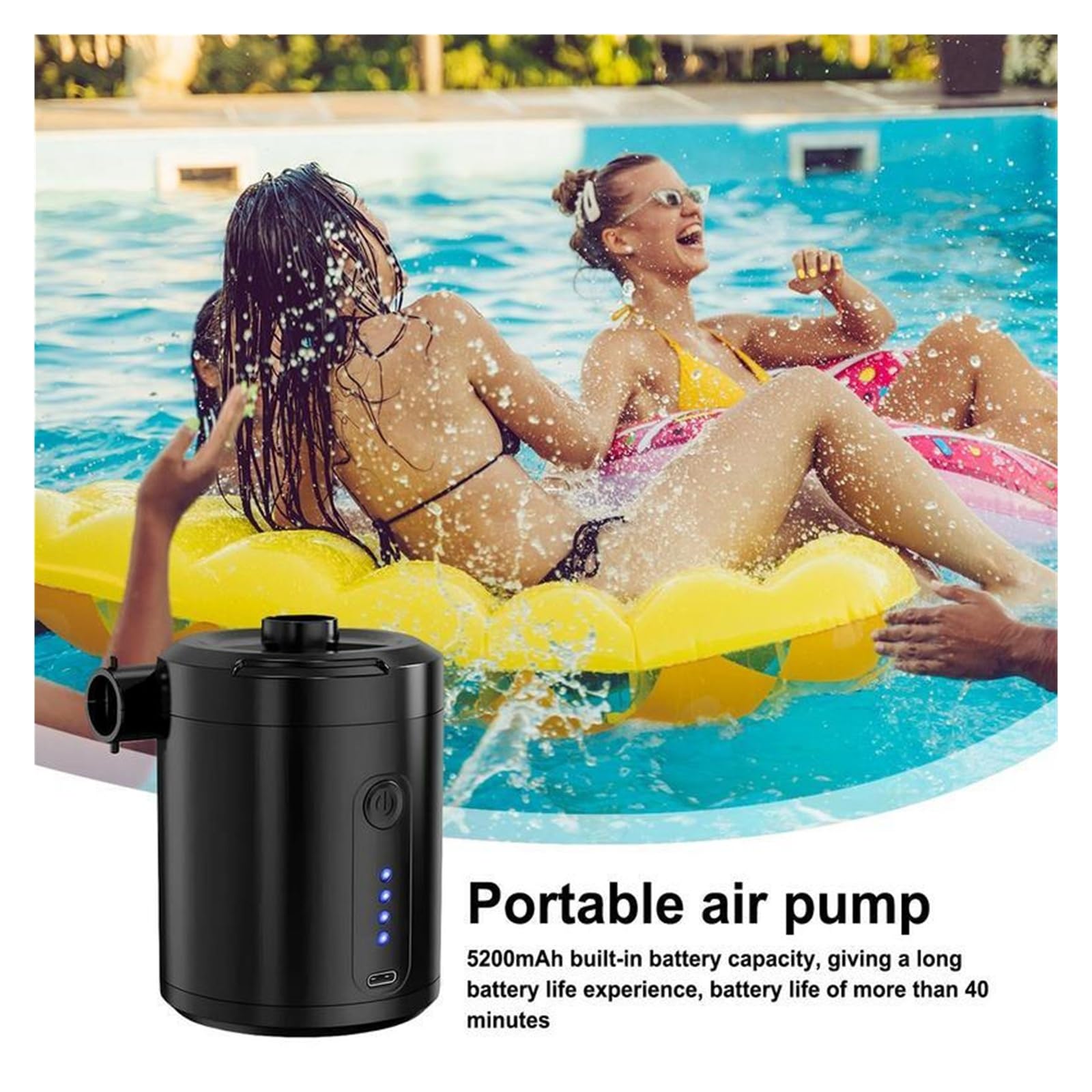 Pompe À Air Électrique, Pompe à air portable électrique rechargeable de type C for matelas pneumatique, dégonfleur et gonfleur de matelas
