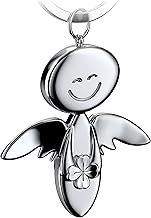 FABACH Schutzengel Schlüsselanhänger Smile mit Kleeblatt - Glücksengel aus Metall - Viel Erfolg Glücksbringer Auto Engel Anhänger - Geschenk Viel Glück