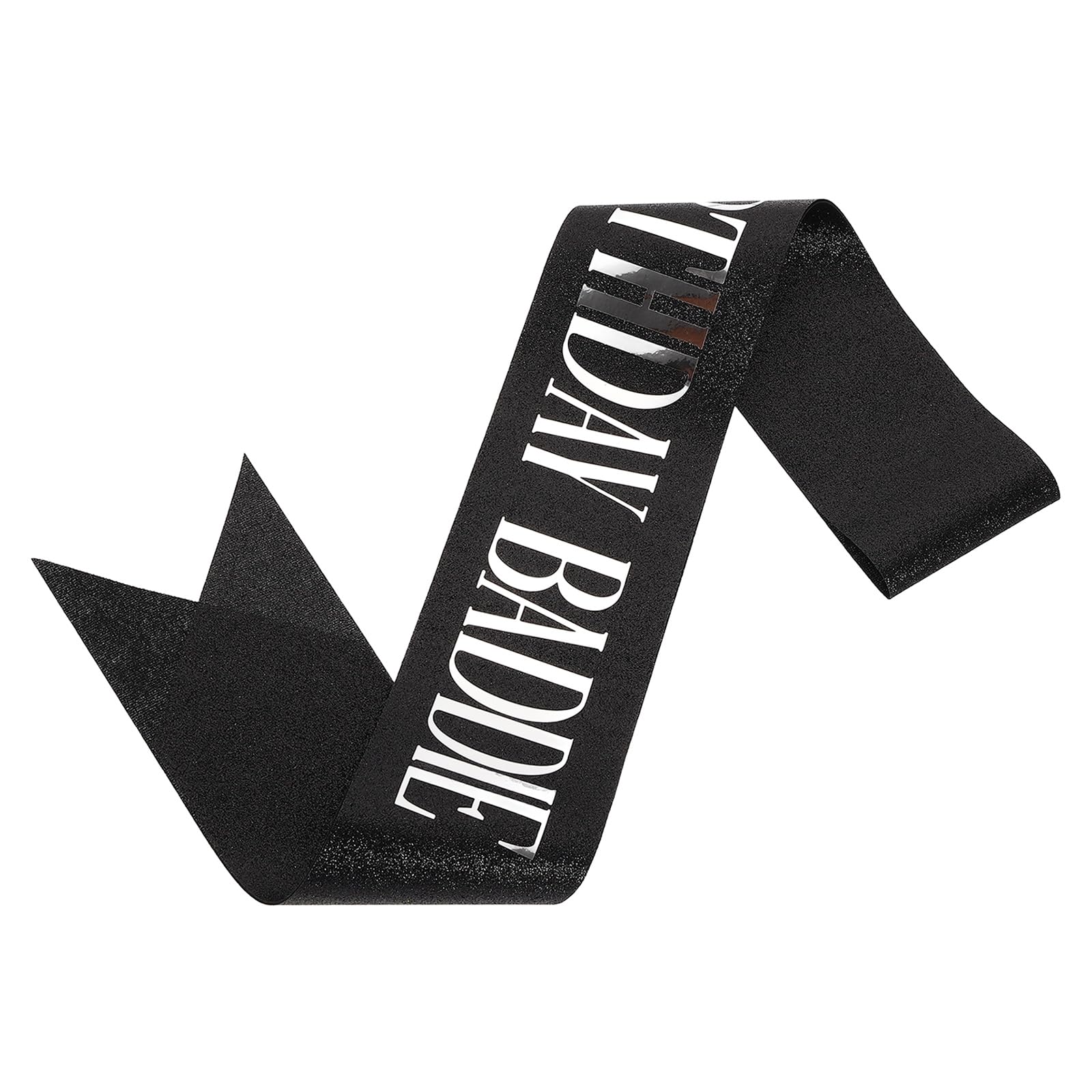 sourcing map Birthday Baddie Sash with Pin Silver Lettering Party Favors Supplies Decorations Accessories for Women Costume Gifts Sweet Birth Day, Black