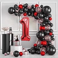 Vista 6 de Globo de números de 40 pulgadas, globos rojos con el número 1 para el primer cumpleaños, globos de número 1, globo rojo de aluminio grande